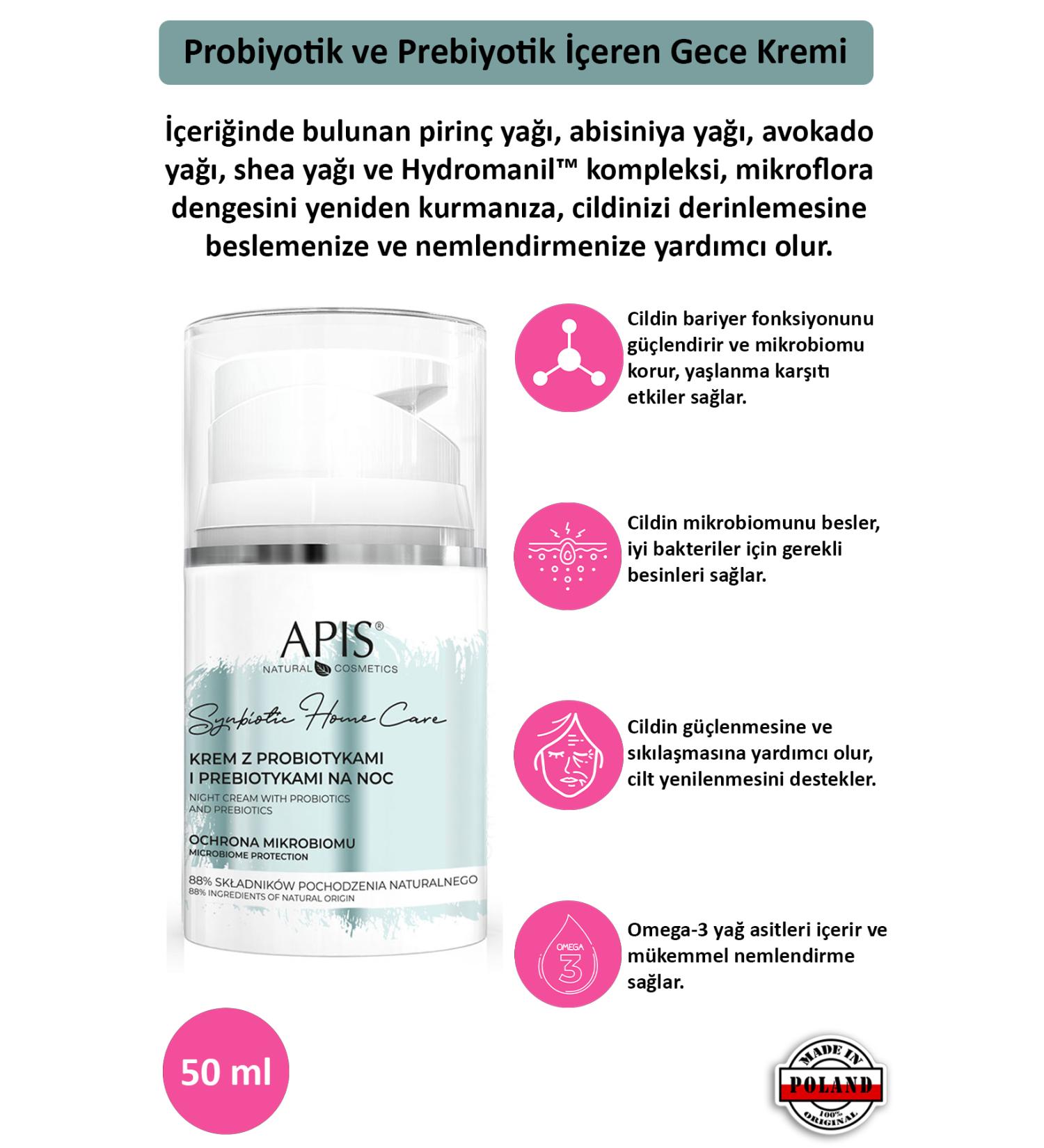 Apis Natural Cosmetics Probiotic and Prebiotic Night Cream - 50ml