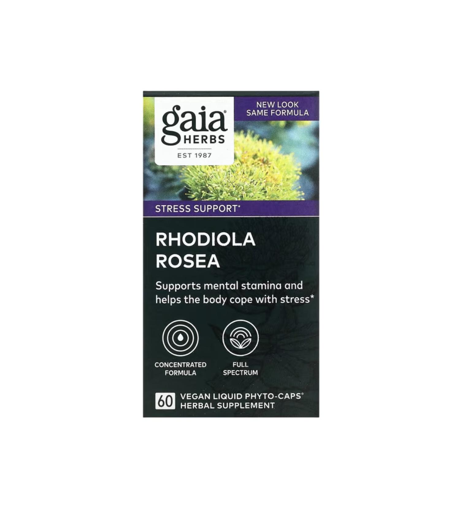 Gaia Herbs Rhodiola Rosea 60 Vegan Liquid Phyto-Caps usa vers.23444