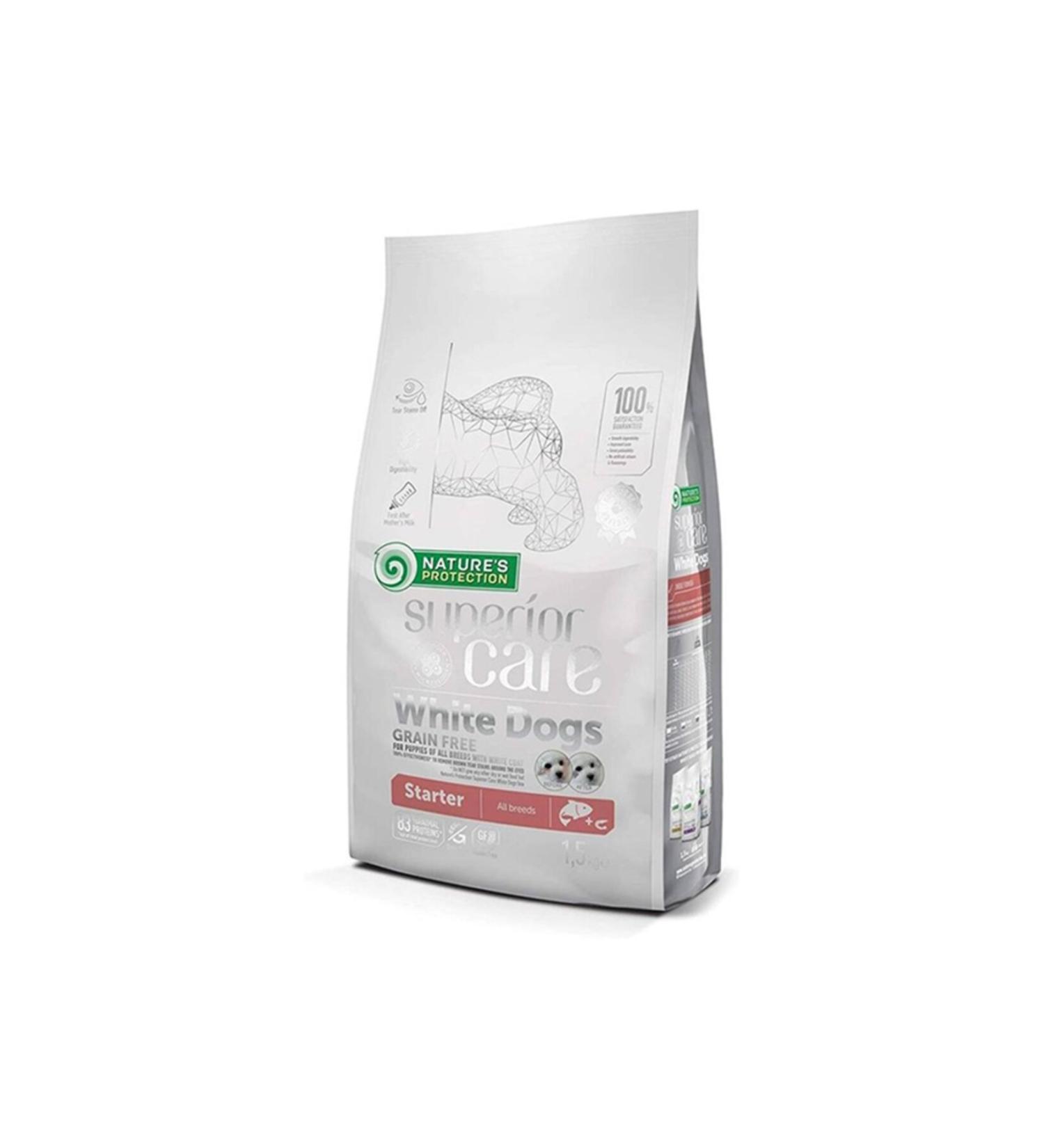 Nature's Protection Adult White Furry Starter Salmon Puppy Food 1.5 Kg