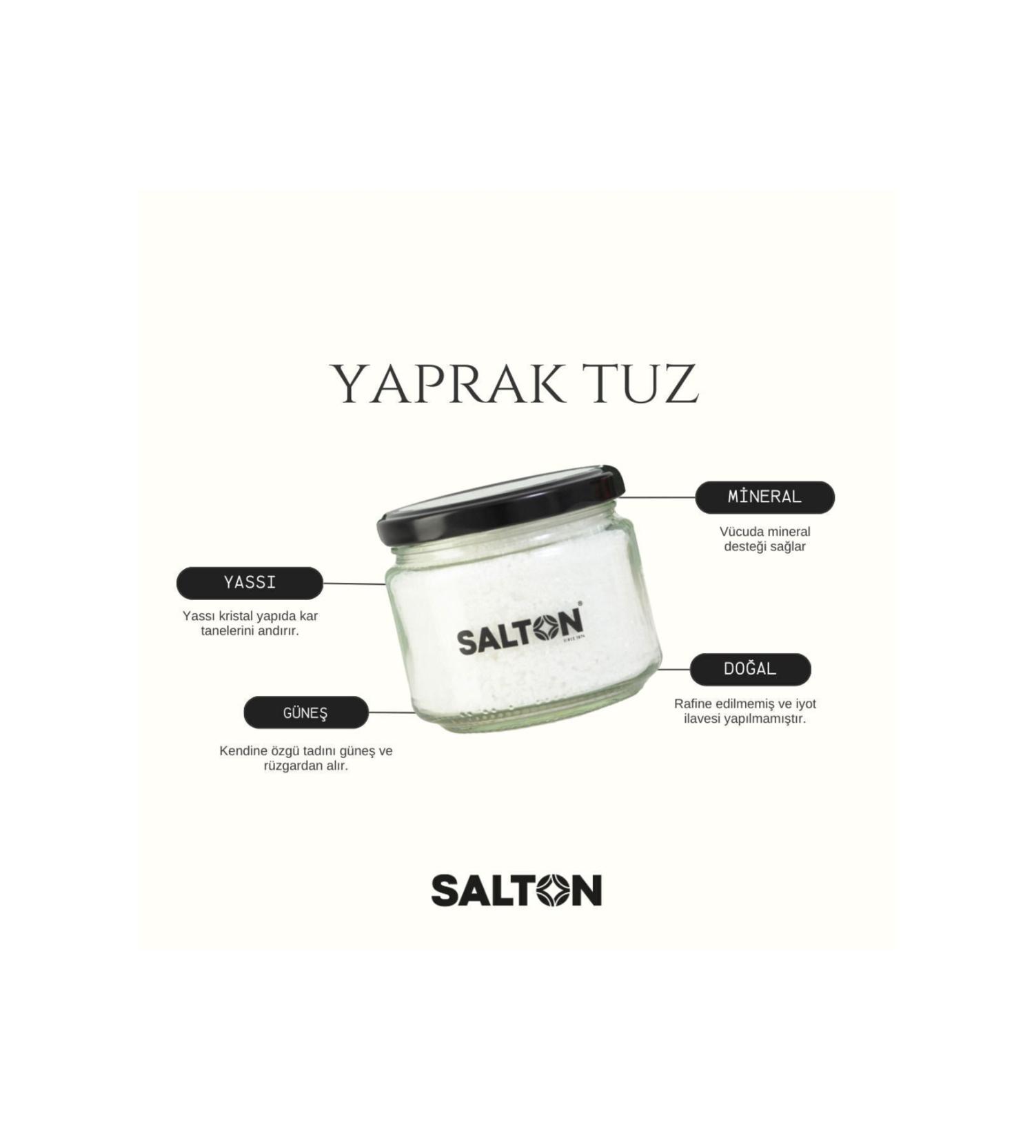 SALTON SALT Natural Salt Flakes (LEAF SALT) Glass Jar 150gr