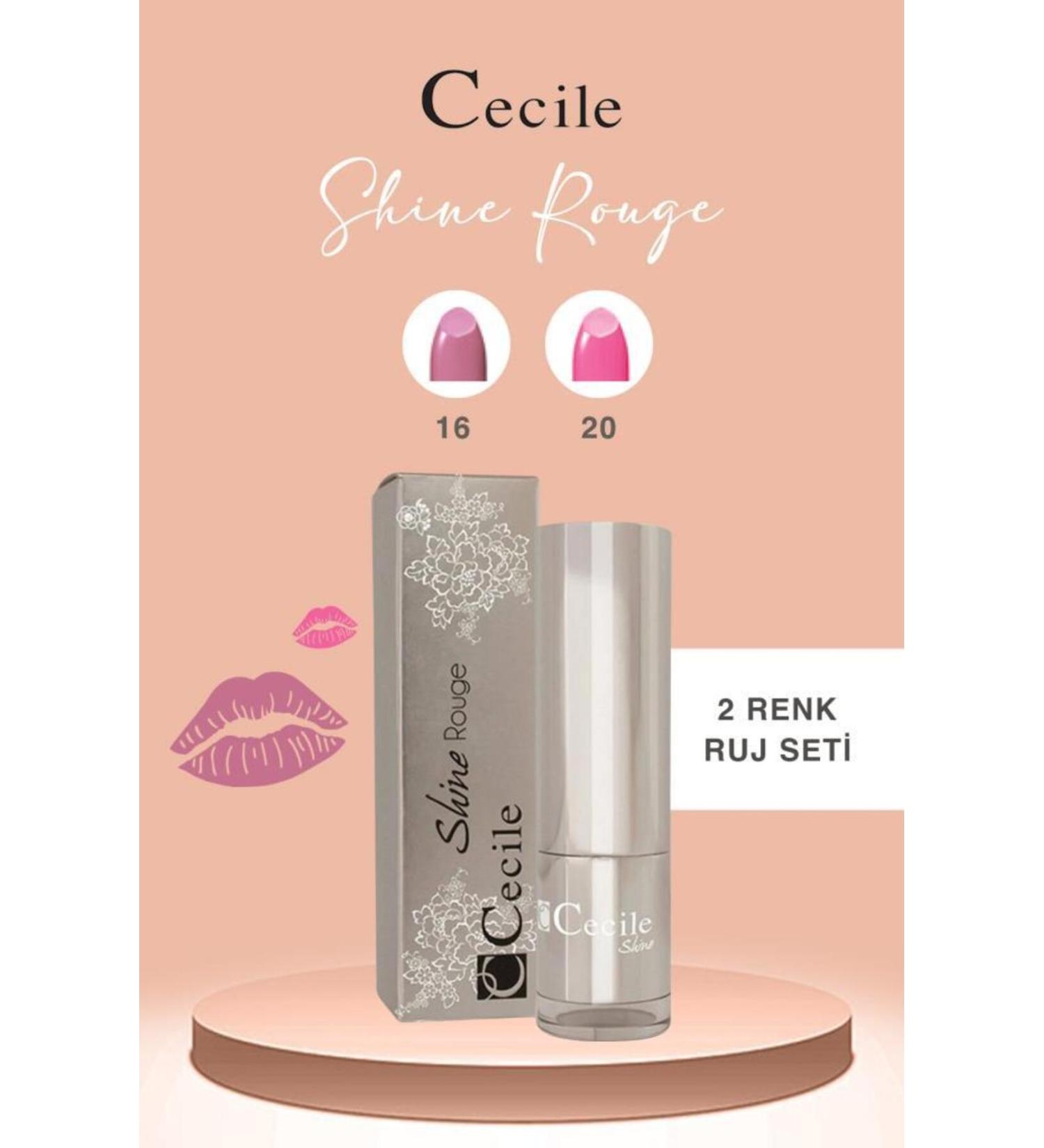 Cecile Shine Rouge Lipstick Series Shiny and Moisturizing Full Lips 16-20
