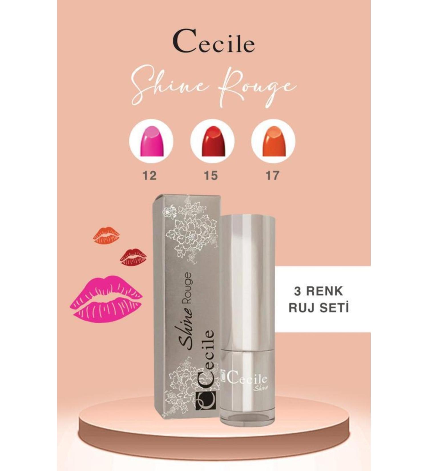 Cecile Shine Rouge Lipstick Series Shiny and Moisturizing Full Lips 12-15-17