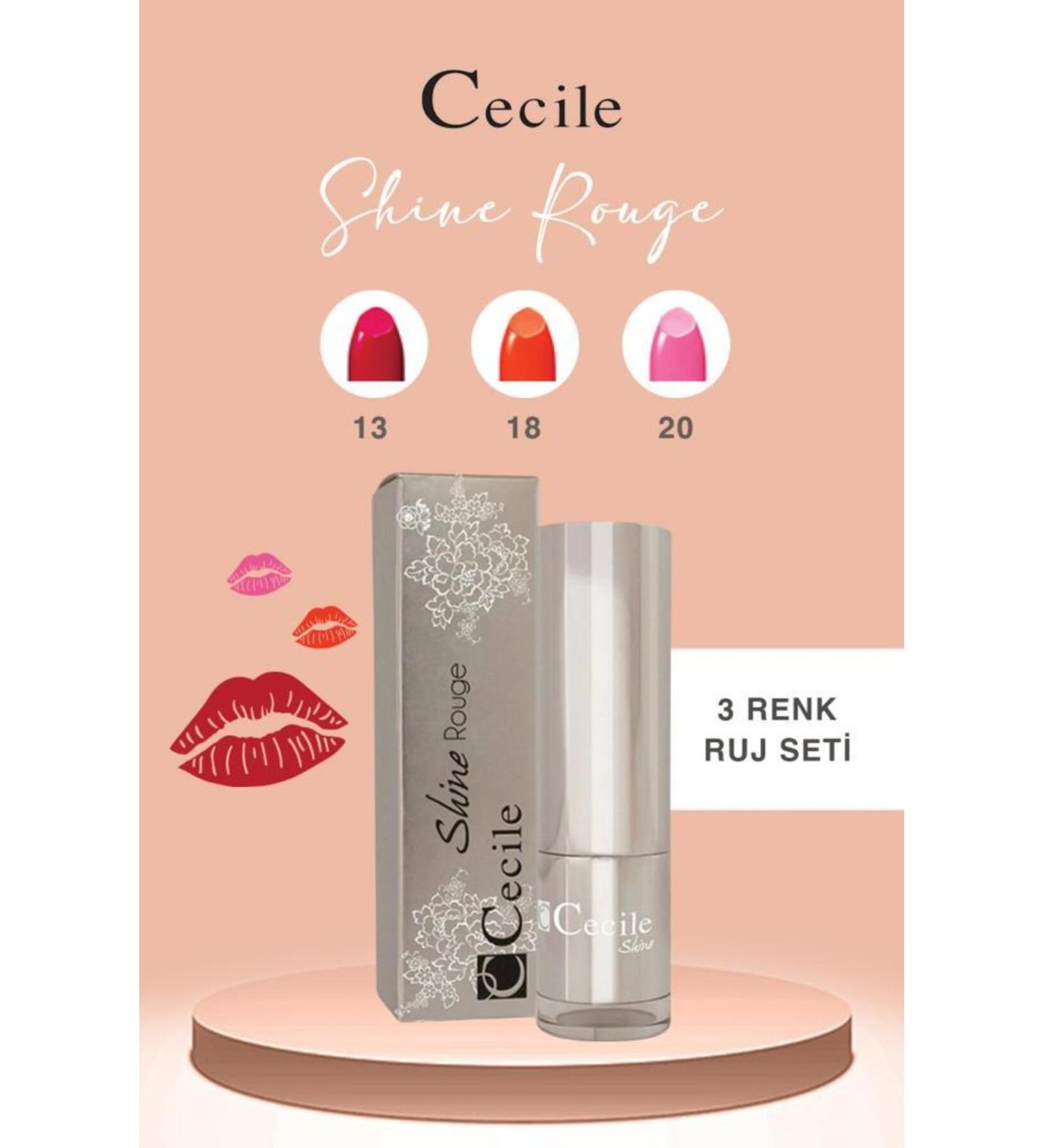 Cecile Shine Rouge Lipstick Series Shiny and Moisturizing Full Lips 13-18-20