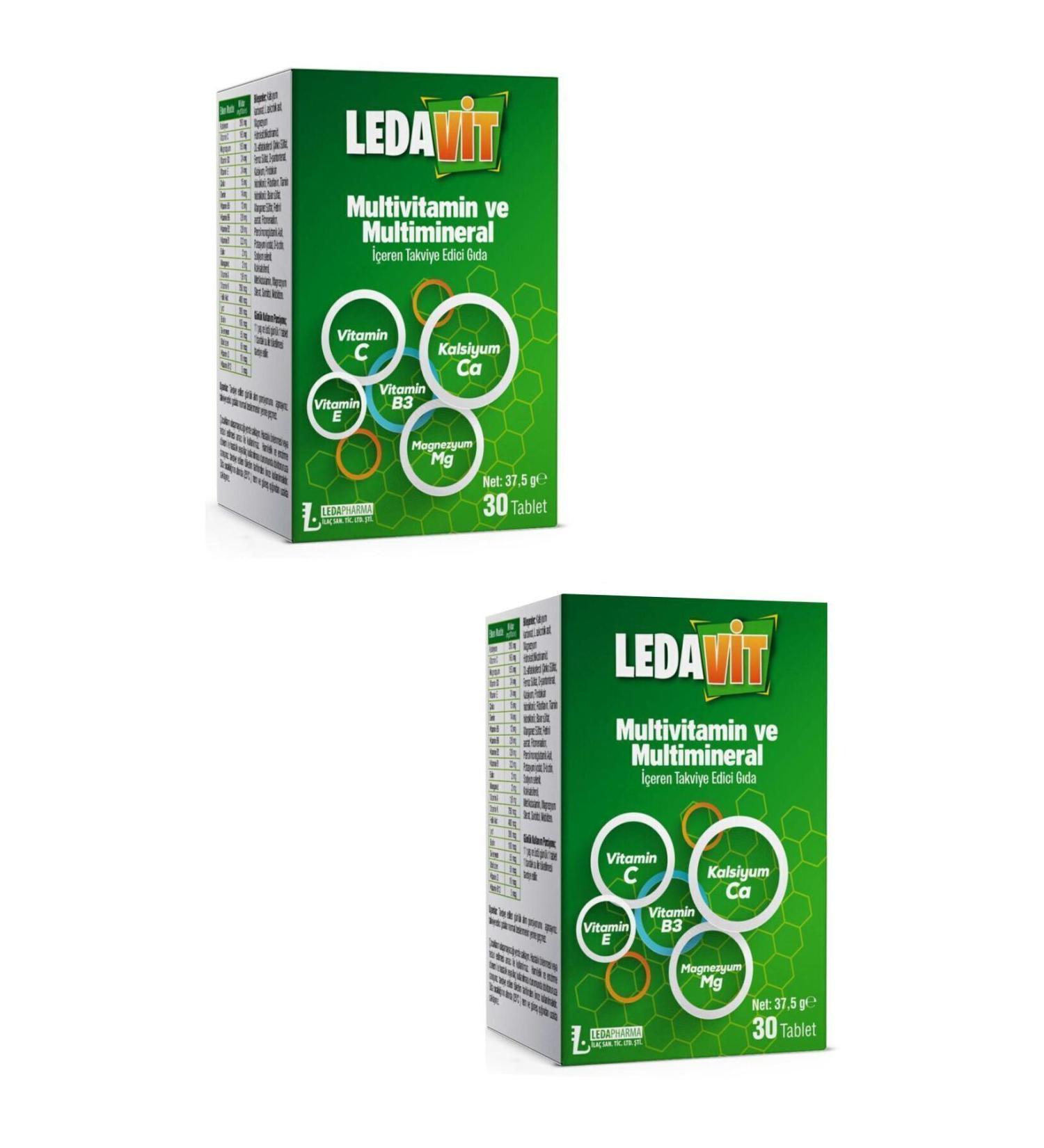 DermoExpress Ledavit Multivitamin Mineral 30 Tablets (CALCIUM MAGNESIUM ZINC IRON ETC.) 2 Boxes - Buy Online on GoSupps.com