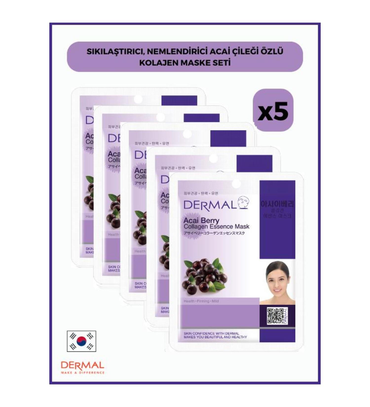 Dermal Firming Moisturizing Acai Berry Extract Collagen Mask 23 Gr 5 Pieces - Buy Online on GoSupps.com