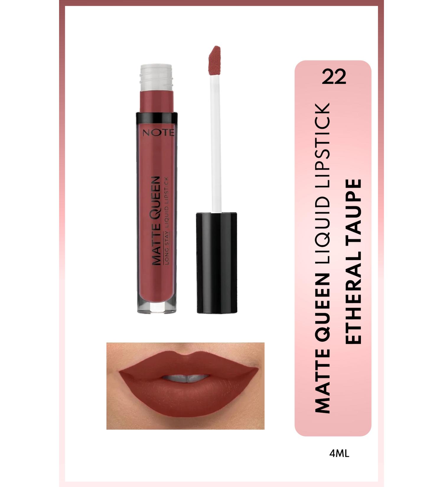 Note Cosmetics Matte Queen Lipstick Permanent Matte Liquid Lipstick - 22 Etheral Taupe - Brown - Buy Online on GoSupps.com