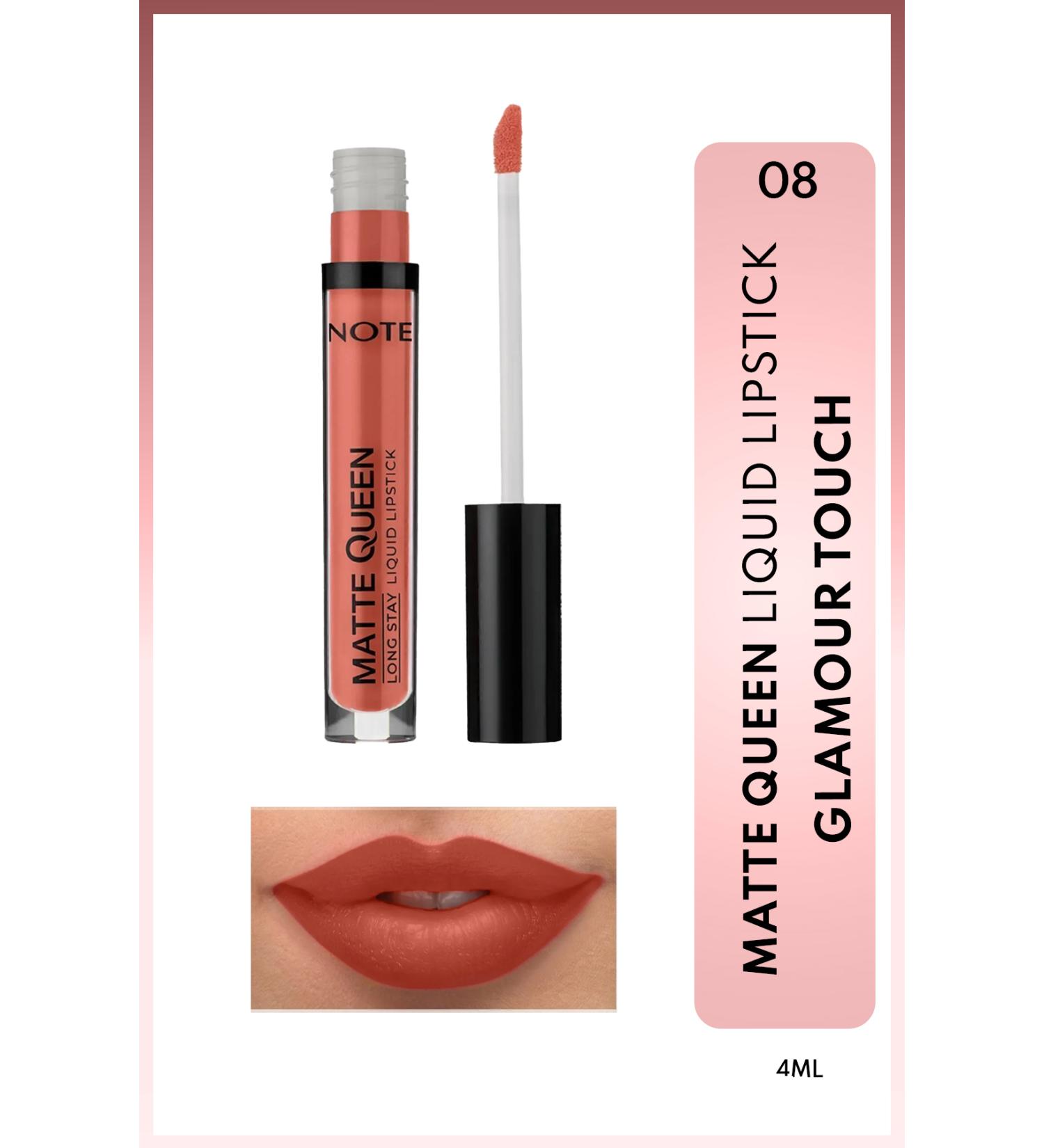 Note Cosmetics Matte Queen Lipstick Permanent Matte Liquid Lipstick - 08 Glamour Touch - Nude - Buy Online on GoSupps.com