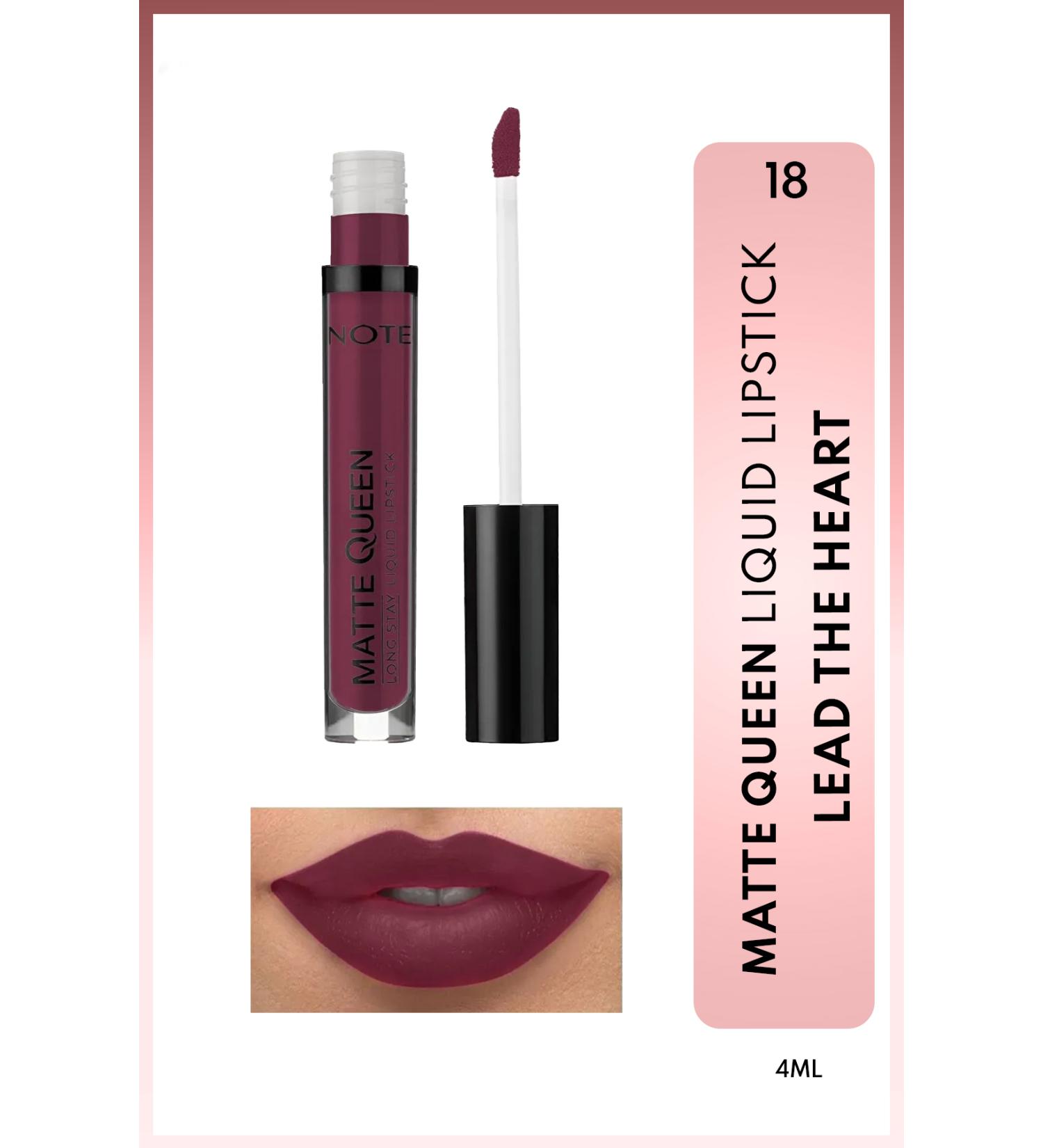 Note Cosmetics Matte Queen Lipstick Permanent Matte Liquid Lipstick - 18 Lead The Heart - Purple - Buy Online on GoSupps.com
