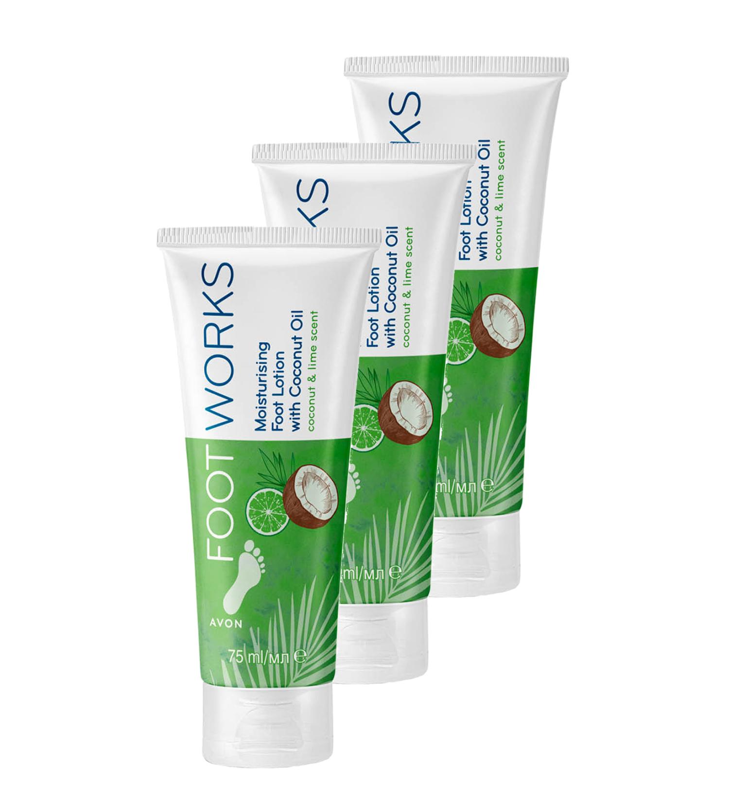 Avon Footworks Coconut and Lime Essence Foot Lotion 75 Ml. Set of Three - Buy Online on GoSupps.com