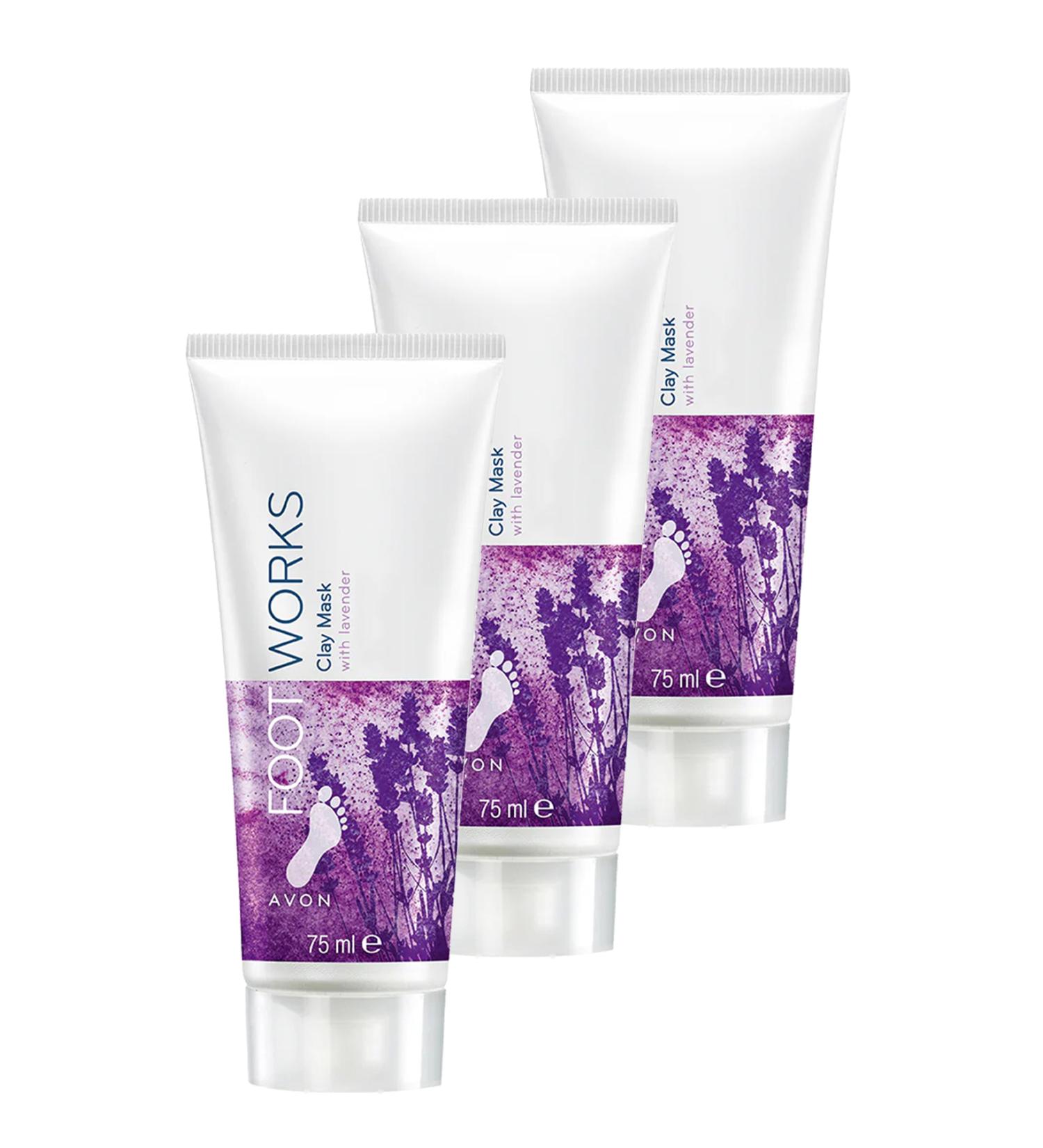 Avon Footworks Lavender Essence Foot Clay Mask 75 Ml. Triple Set - Buy Online on GoSupps.com