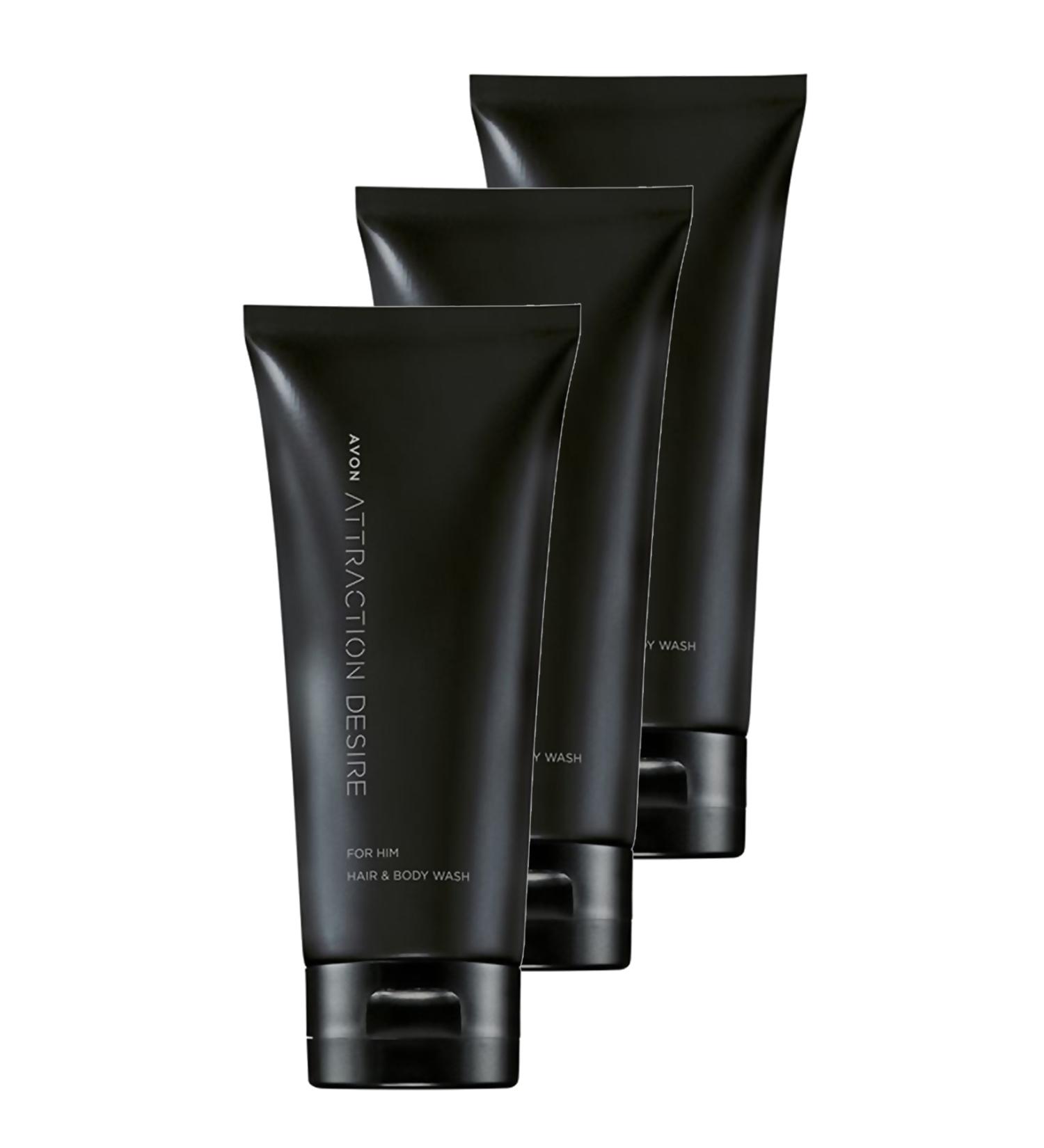 Avon Attraction Desire Men's Hair and Body Shampoo 200 Ml. Triple Set