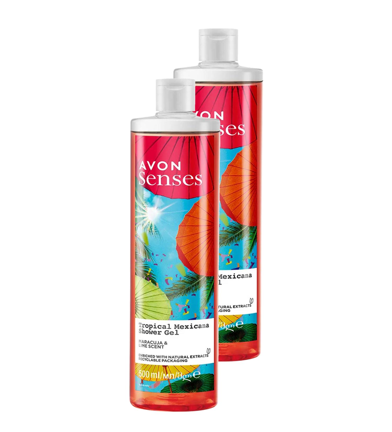 Avon Tropical Mexicana Passion Fruit and Lemon Scented Shower Gel 500 Ml. Set of Two