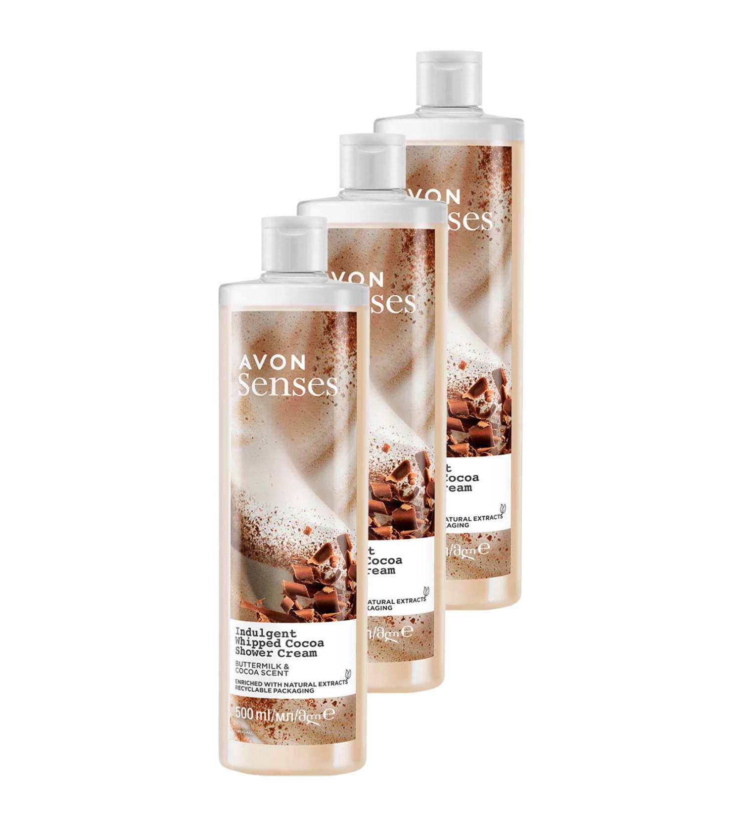 Avon Senses Indulgent Shower Cream with ButterMilk and Cocoa Extract 500 Ml. Triple Set - Buy Online on GoSupps.com