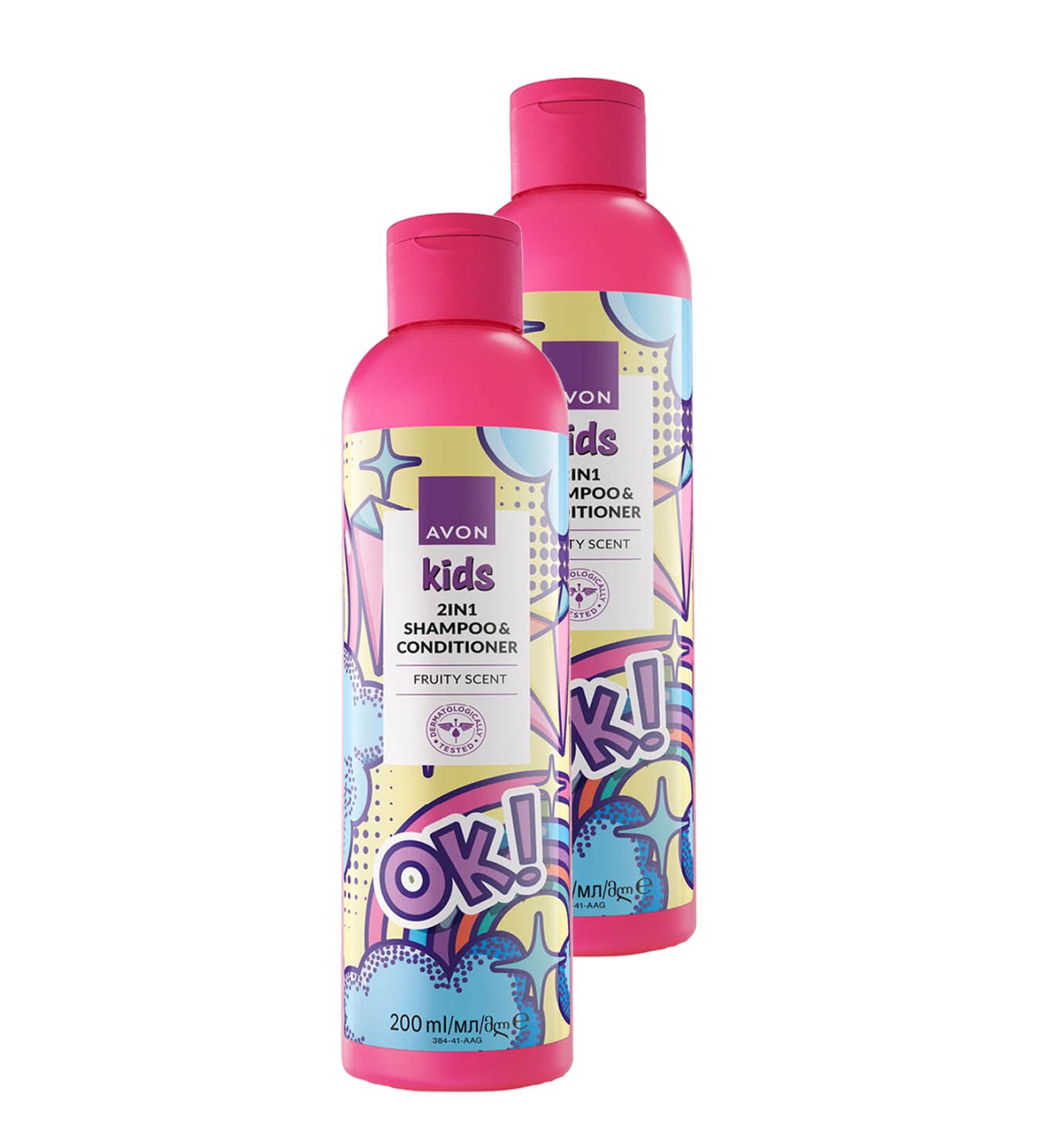 Avon Kids OK 2 in 1 Fruit Scented Shampoo and Conditioner 200 Ml. Duo Set - Buy Online on GoSupps.com