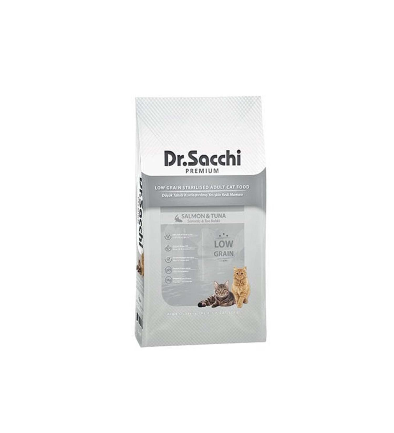 Dr. Sacchi Dr. Sacchi Premium Sterilized Salmon and Tuna Low Grain Sterilized Cat Food 10 Kg -