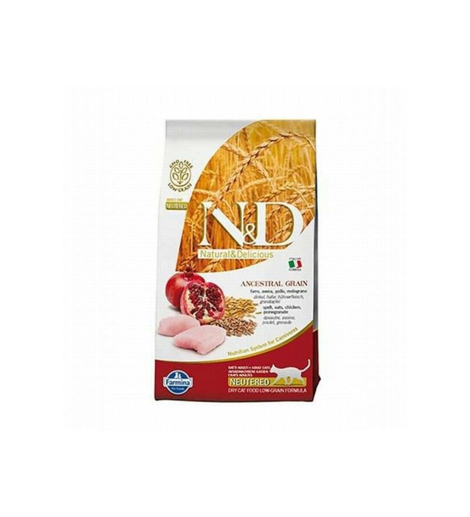 N & D Ancestral Grain Chicken Pomegranate Low Grain Sterilized Cat Food 1.5 Kg - Petshopundan