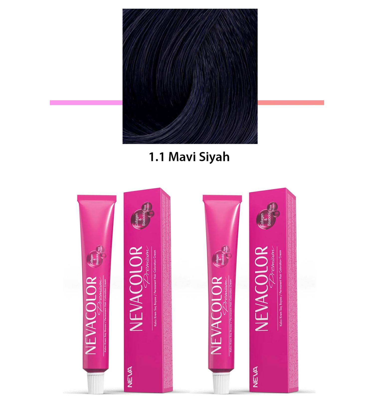 fastproduct 2 Set Premium 1.1 Blue Black - Permanent Cream Hair Dye 2 X 50 g Tube