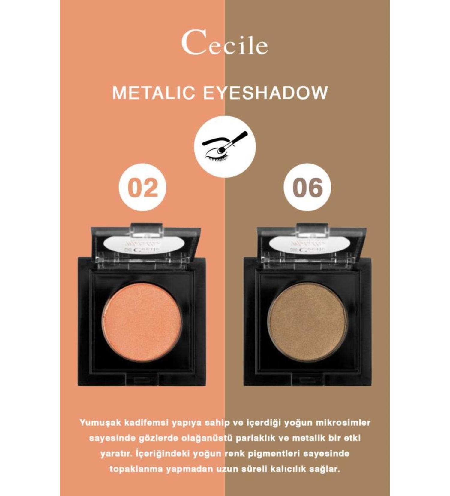 Cecile Intense Pigmented Warm-Cold Colors Metallic Eyeshadow Nude Series 02-06