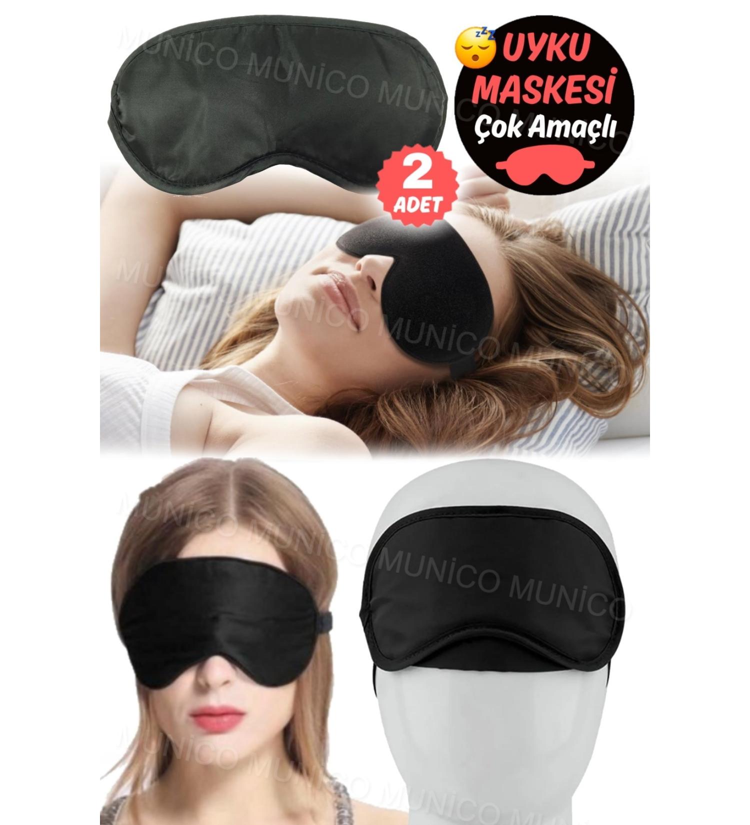 2 Pieces Ultra Soft Blackout Travel Mask with Adjustable Straps Ergonomic Eye Mask for Sleeping