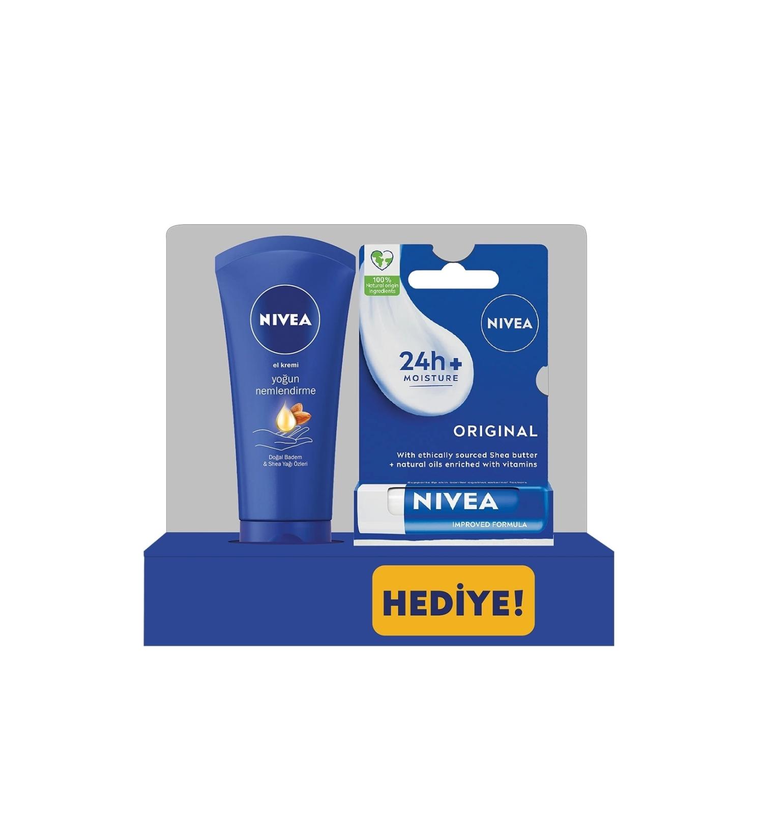 NIVEA Hand Care Cream Intensive Moisturizing 75 ml Lip Original Set