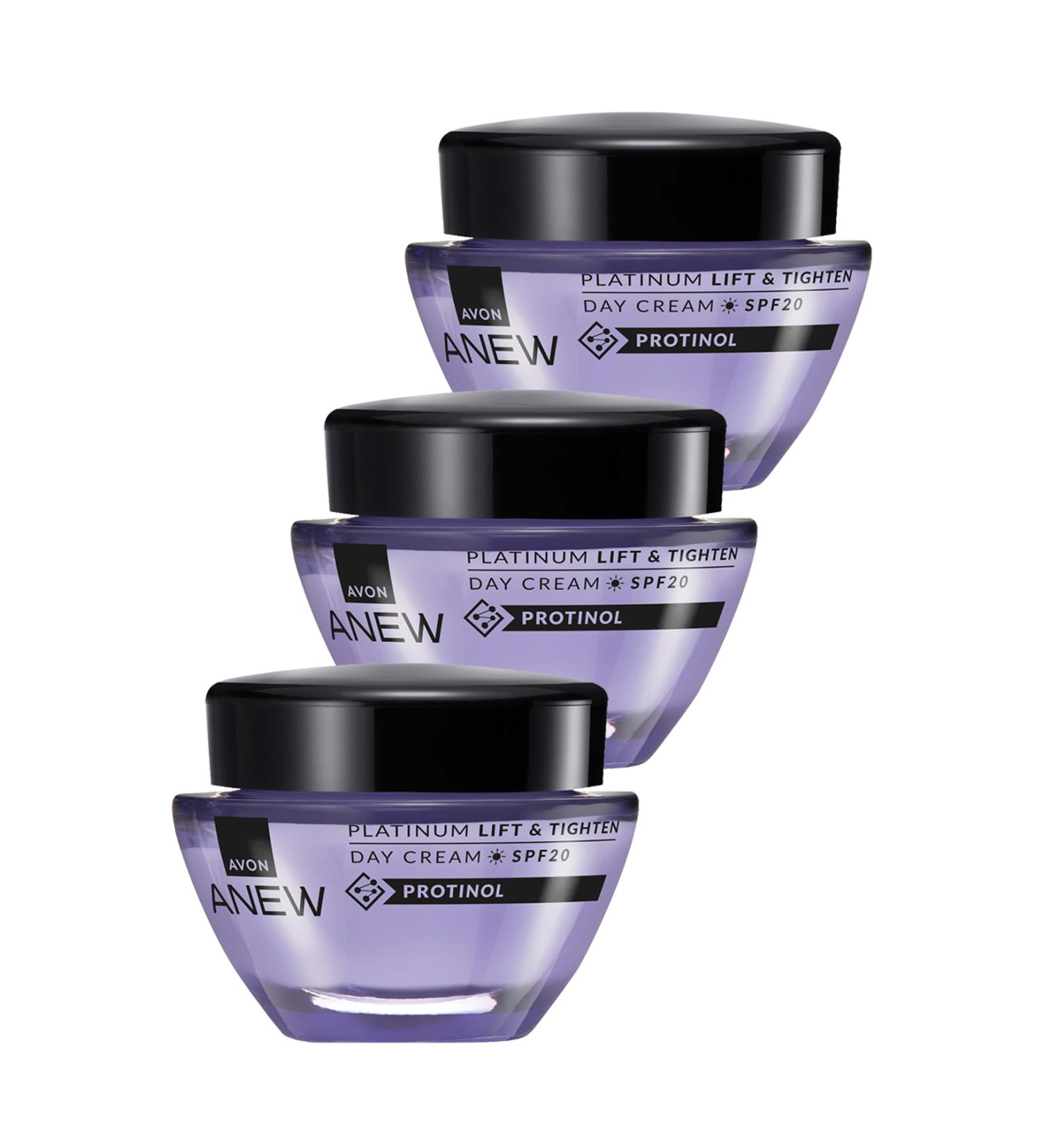 Avon Anew Platinum Lift & Tighten Day Cream SPF20 50 Ml. Triple Set - Buy Online on GoSupps.com