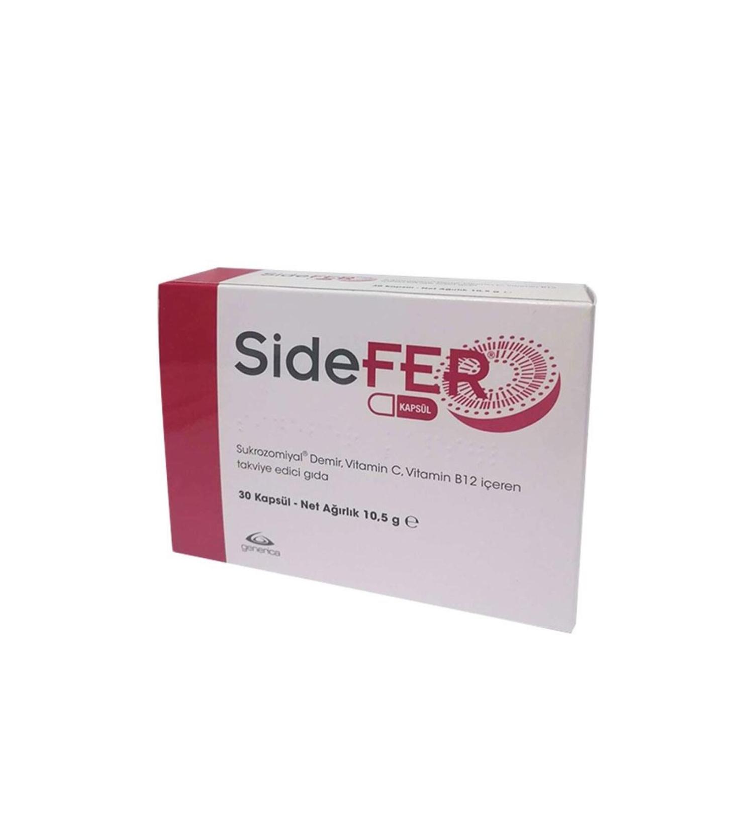 Sidefer Sucrosomial Iron Vitamin C Vitamin B12 30 Capsules Supplement