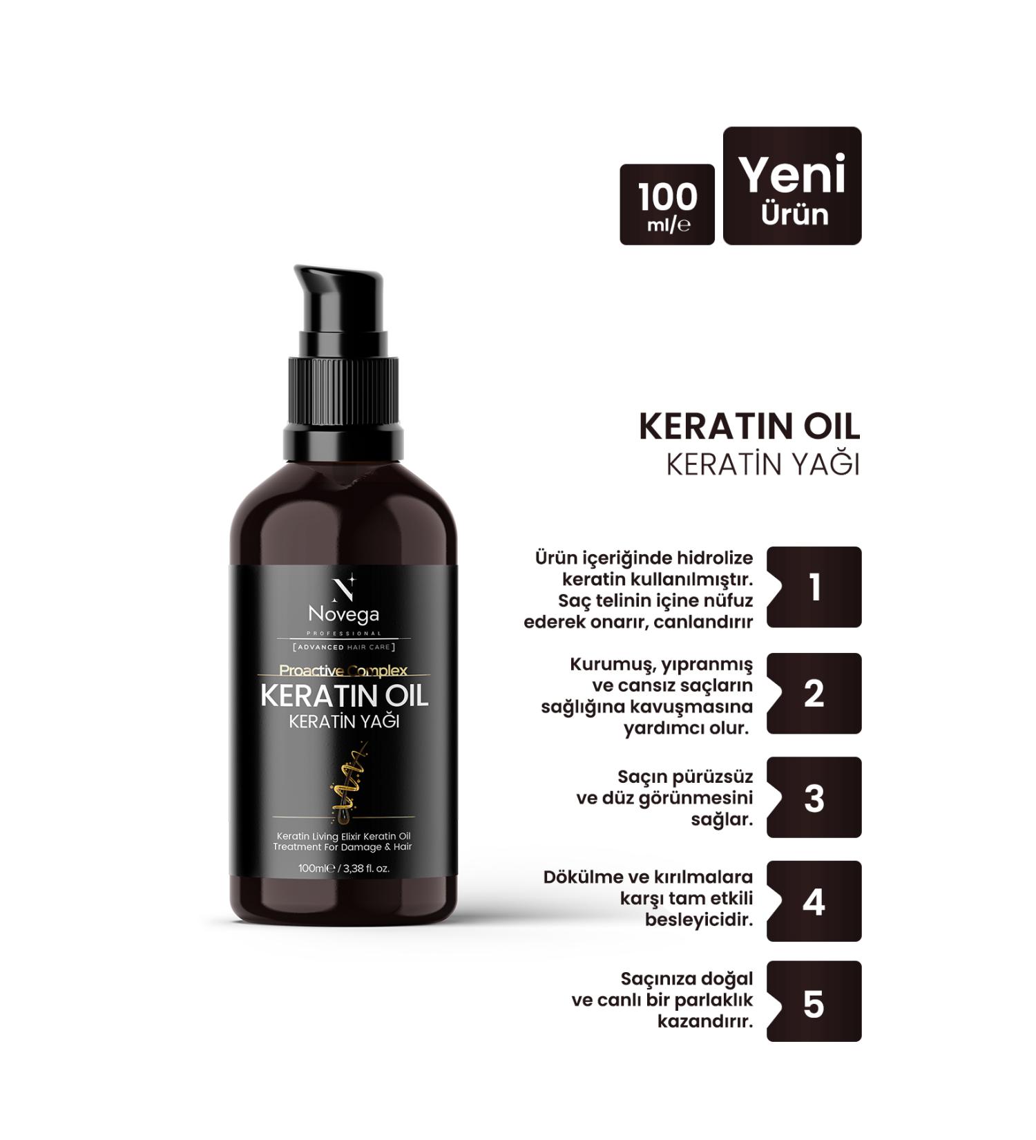 Novega Hydrolyzed Keratin Oil - Repairing Nourishing & Straightening for Extremely Damaged Lifeless Hair 100ML - Buy Online on GoSupps.com