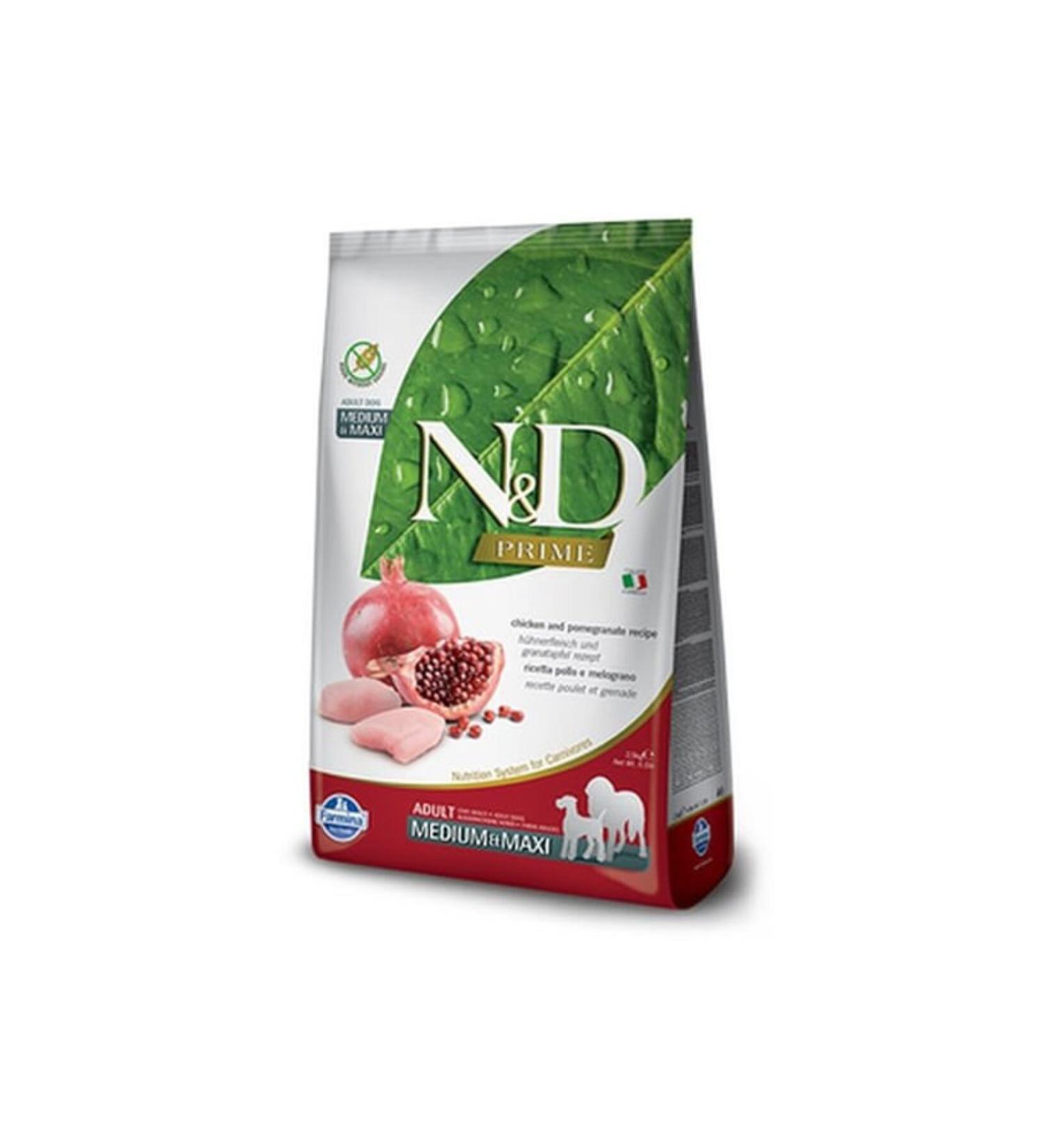 N & D Prime Grain Free Chicken and Pomegranate Medium and Large Breed Adult Dog Food 12 Kg