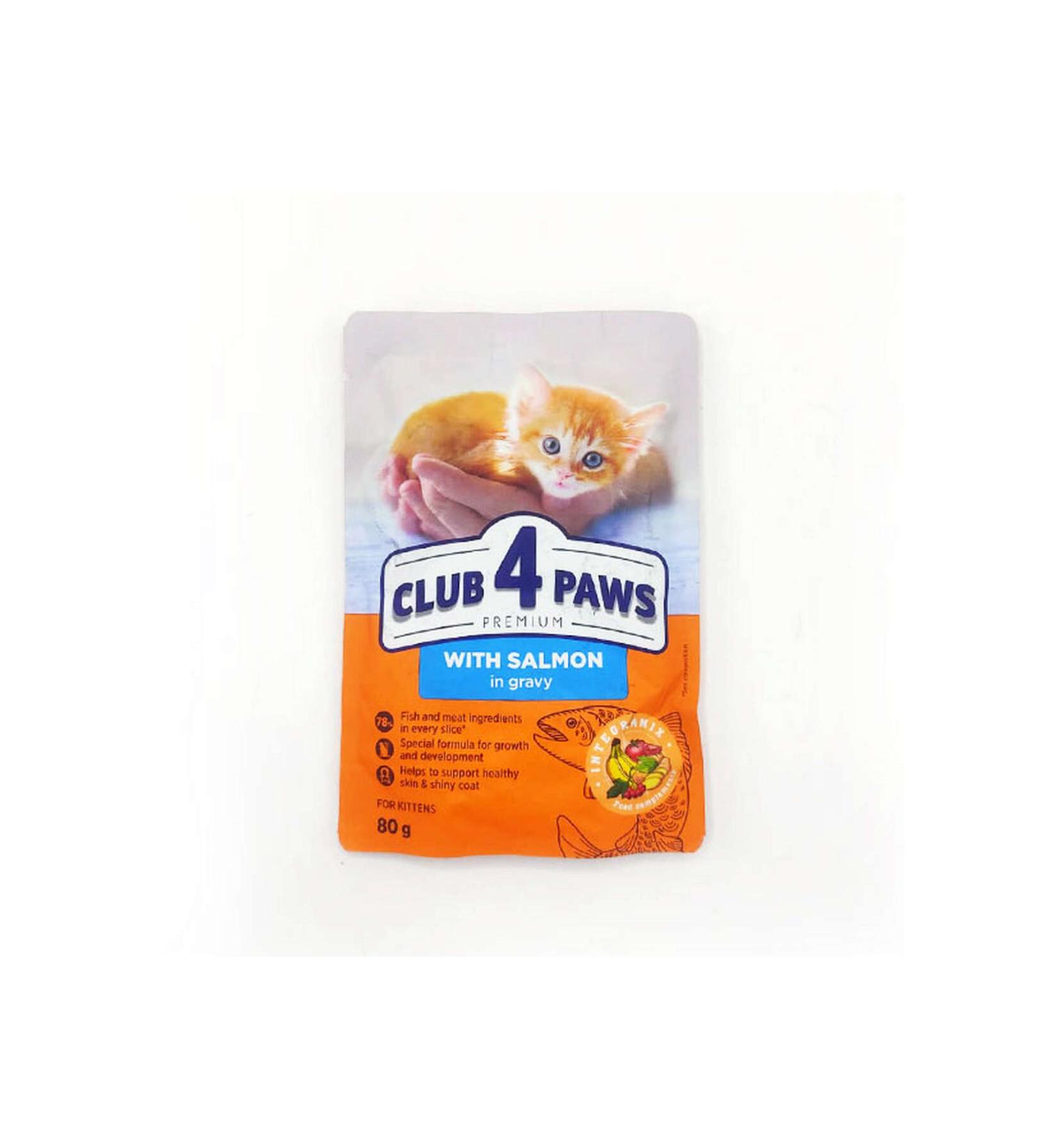 Club4Paws SALMON PREM.POUCH KITTEN CAT FOOD 80 GR X 6 PIECES 543133