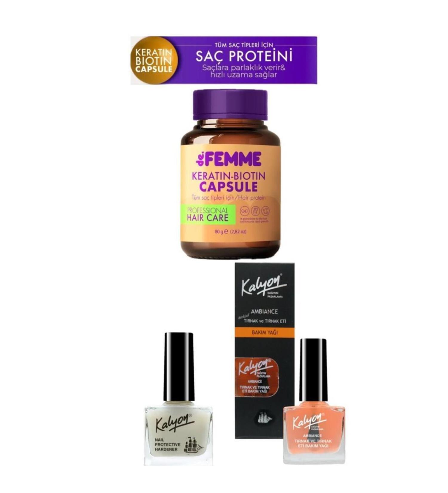 De Femme Hair Care Protein + Kalyon Nail Strengthener + Nail Care Oil