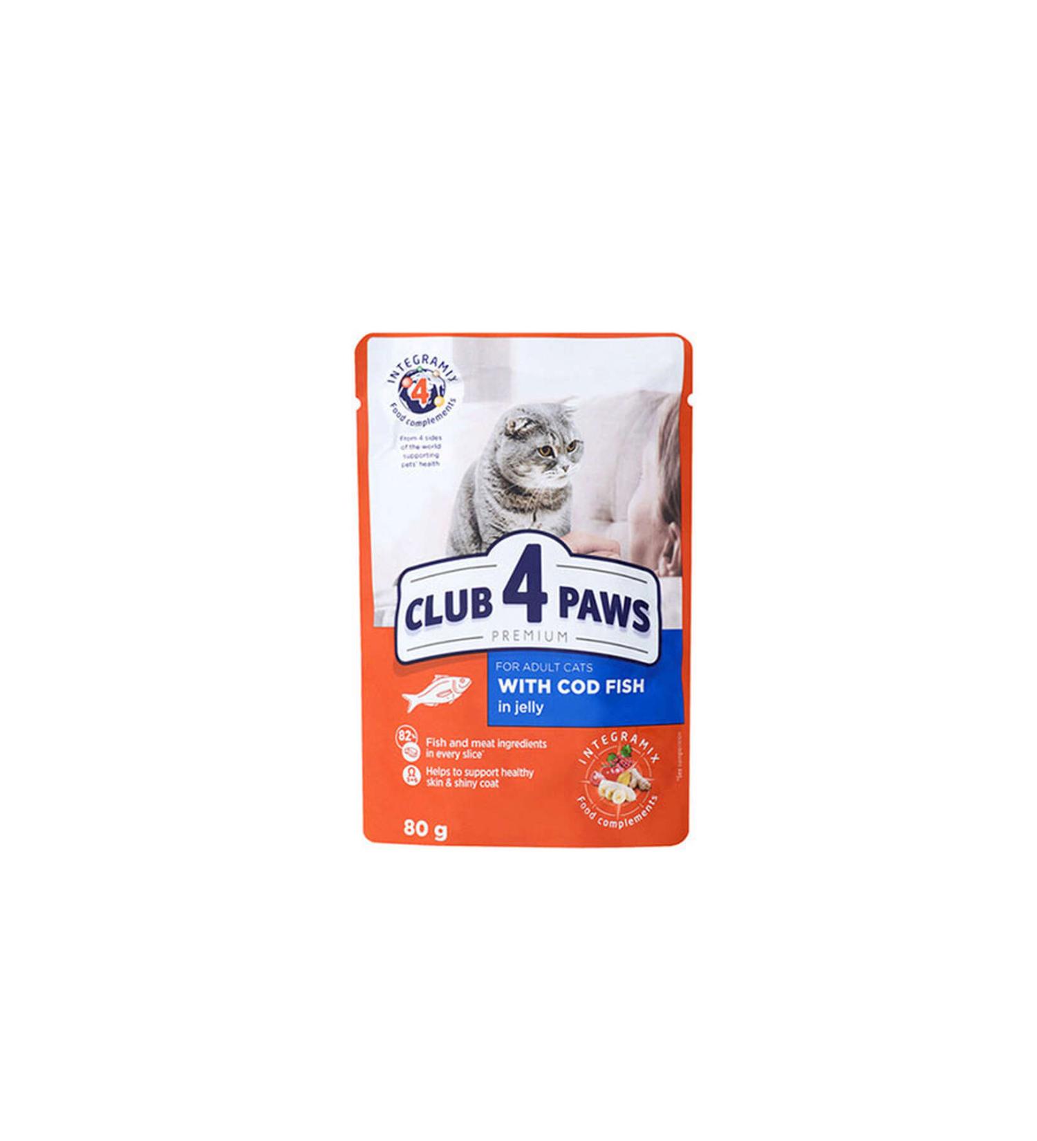Club4Paws PREMIUM POUCH CAT FOOD WITH COD FISH 80 GR X 6 PIECES 21051