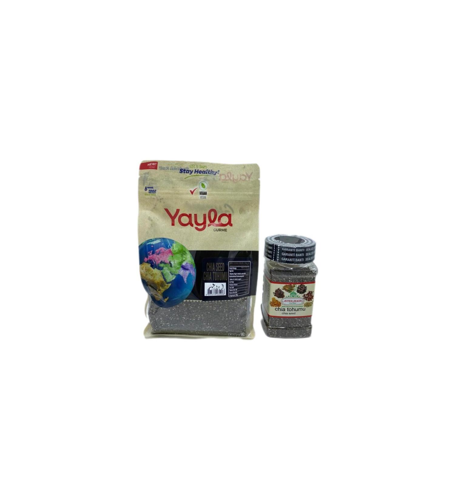 Yayla Gurme Chia Seed 500 G. + Chia Seed Refillable Practical Lid Pet Packaging 180 G. - Buy Online on GoSupps.com