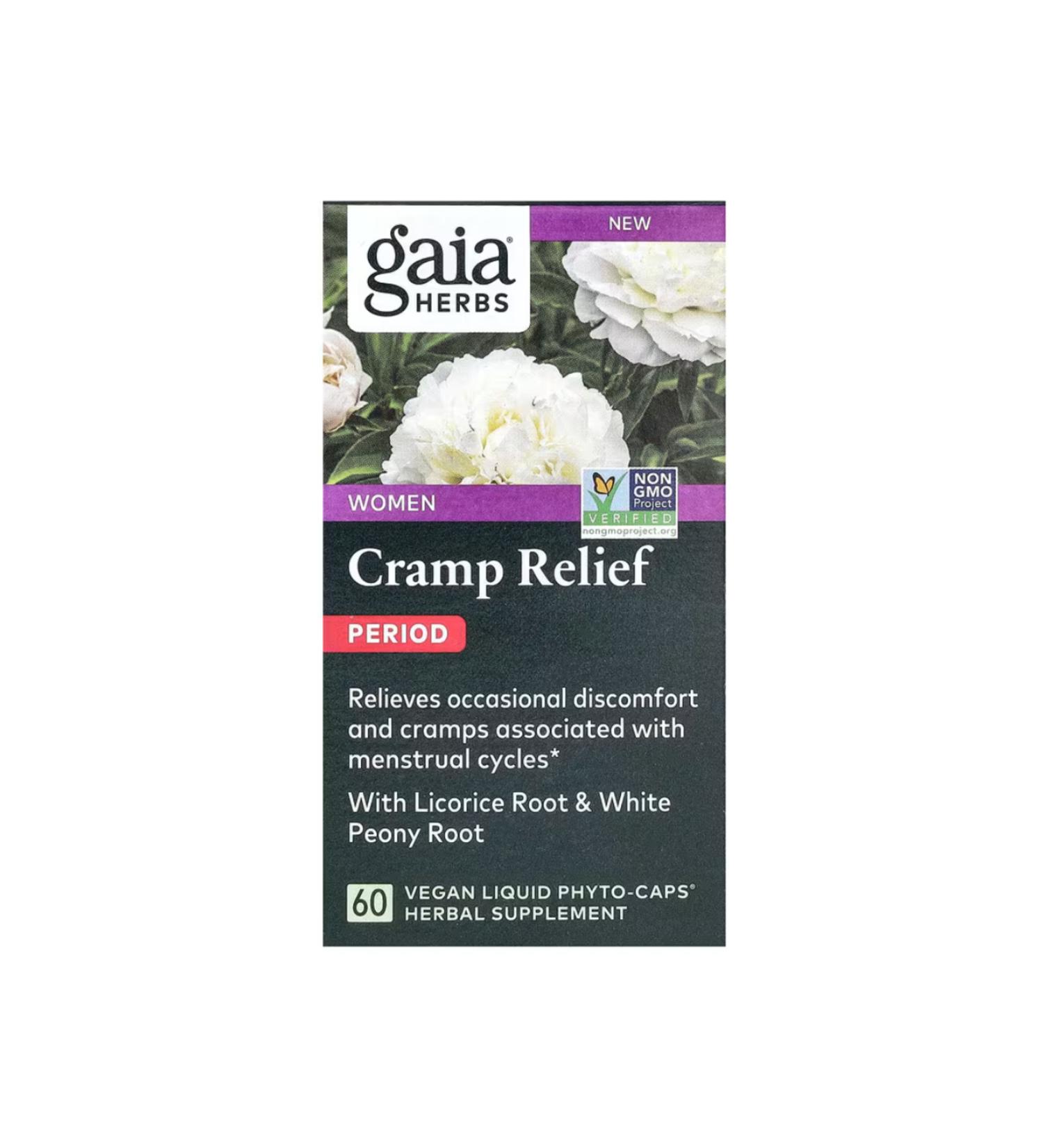 Gaia Herbs Women Cramp Relief Period 60 Vegan Liquid Phyto-Caps usa vers.23434
