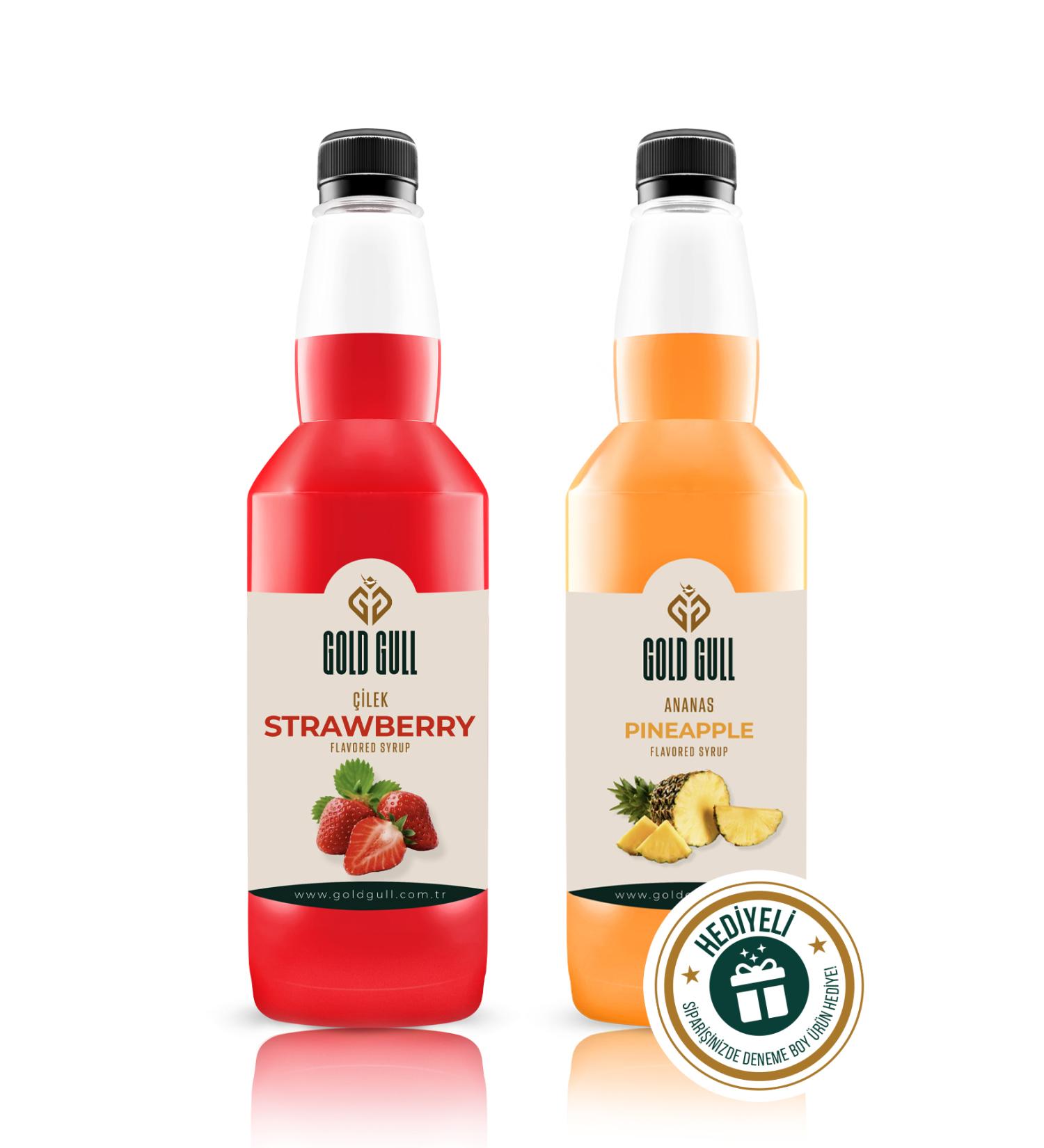 gold gull Pineapple & Strawberry Flavored Coffee & Fruit Syrup 2 X 700 Ml. - Buy Online on GoSupps.com