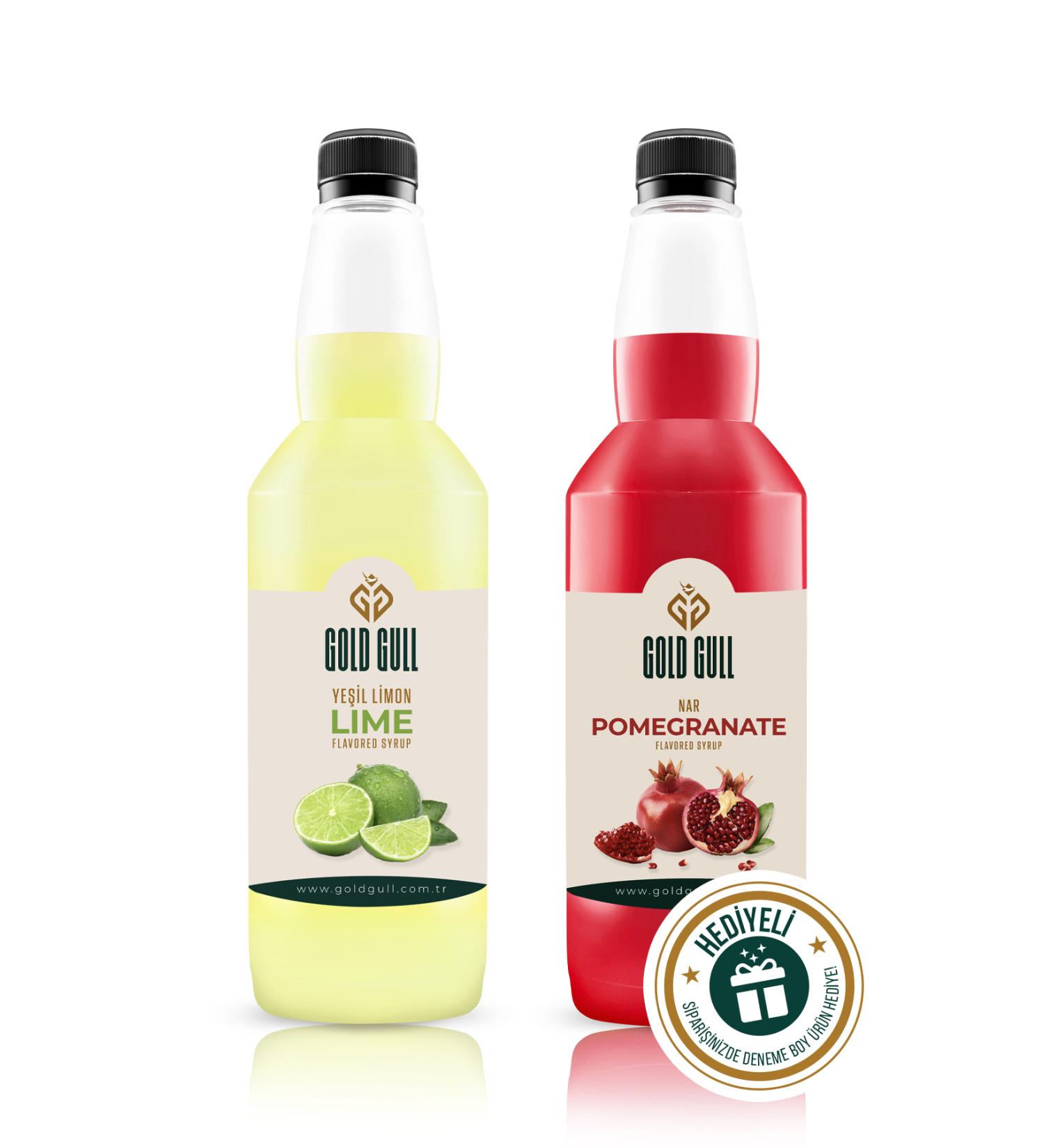gold gull pomegranate lime flavored coffee & fruit syrup 2 x 700 ml - Buy Online on GoSupps.com