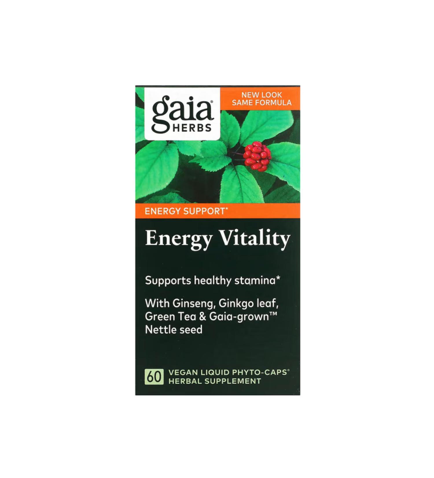 Gaia Herbs Energy Vitality 60 Vegan Liquid Phyto-Caps usa vers.2344