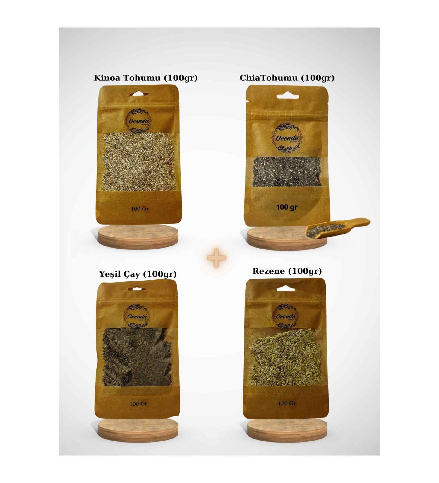 Orenda Chia Seed(100GR) Quinoa Seed(100GR) Green Tea(100GR) Fennel(100GR) Quadruple Health Pack