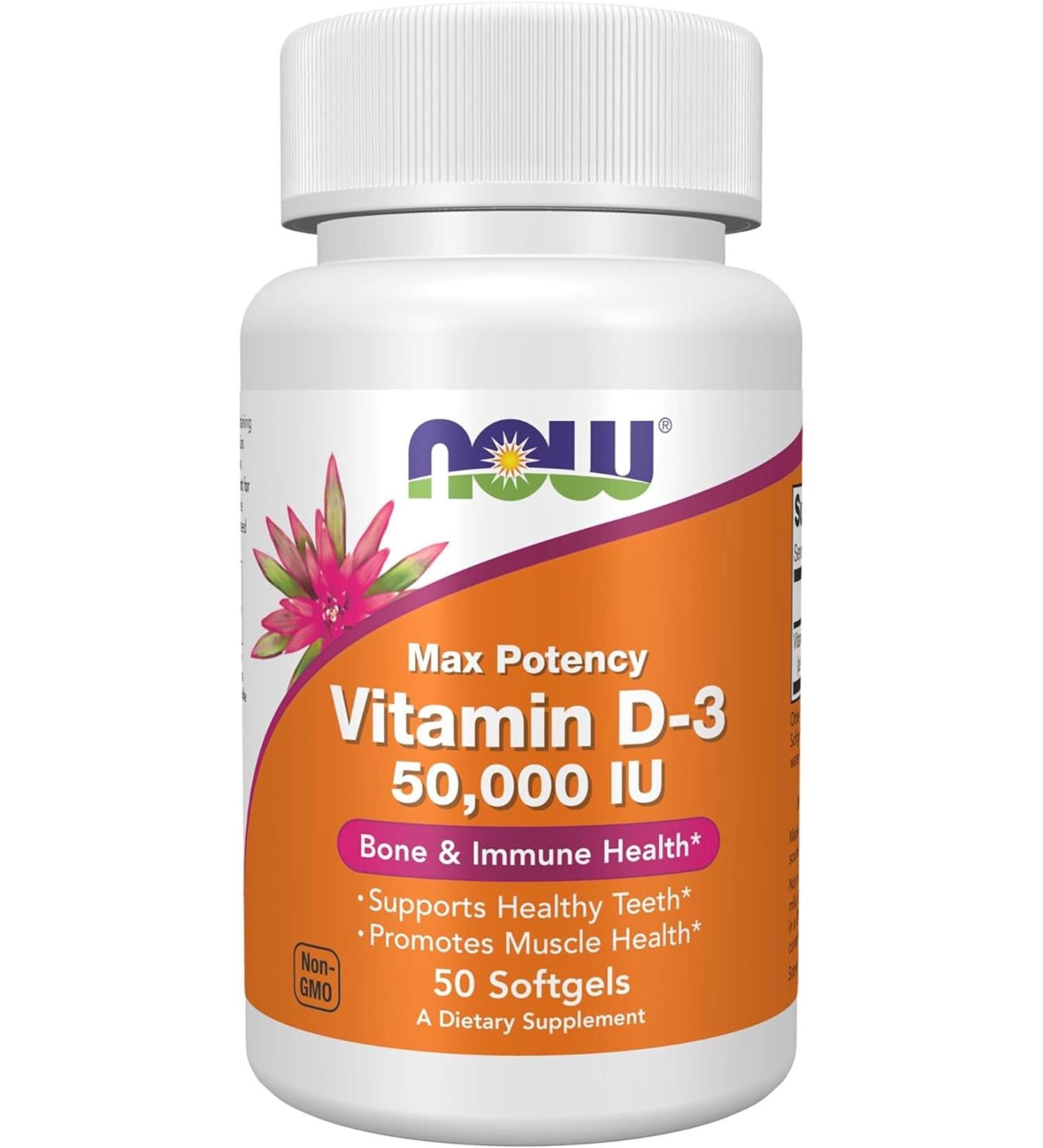Now Foods Now Foods Vitamin D3 Max Potency 50 000 IU 50 Softgels - Imported - Buy Online on GoSupps.com
