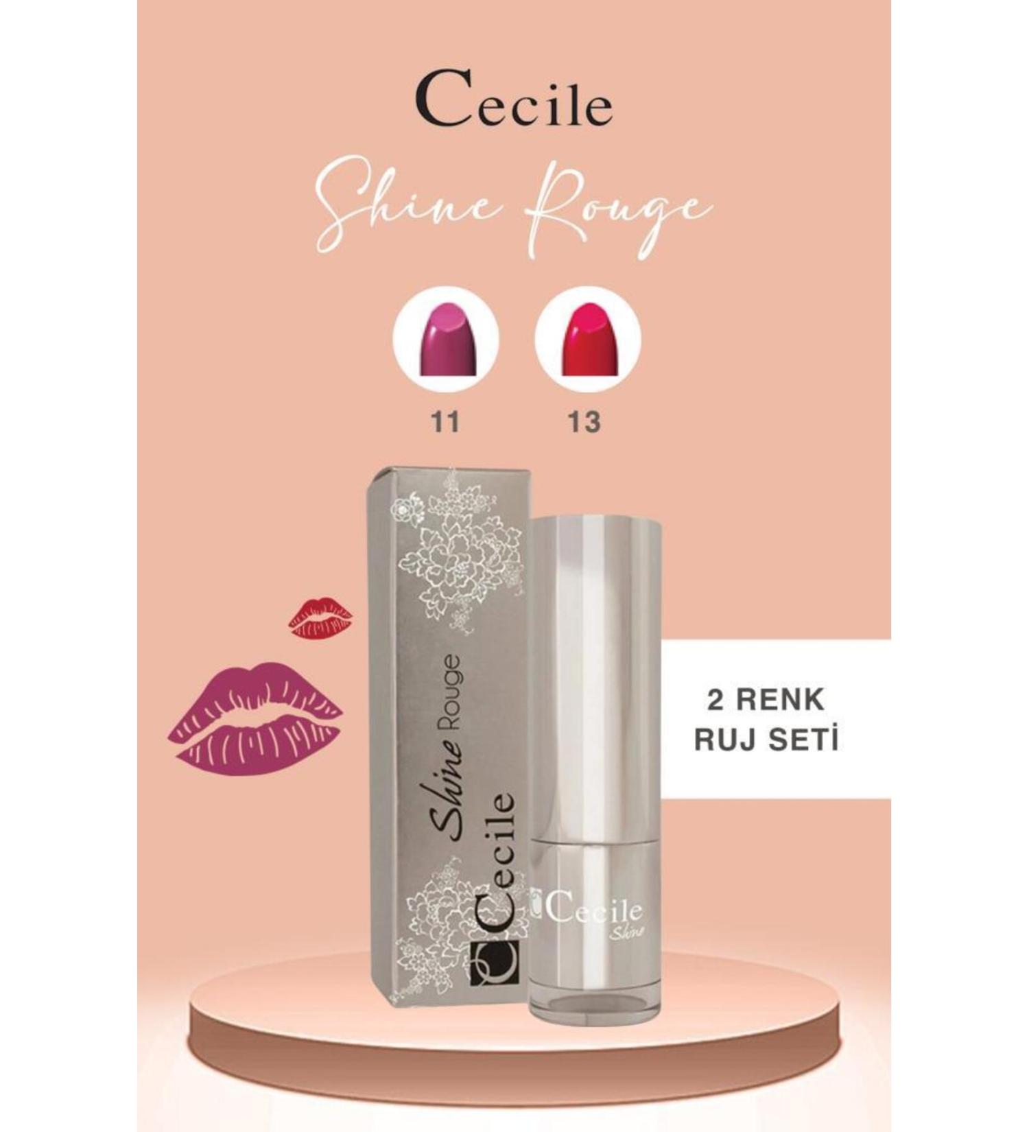 Cecile Shine Rouge Lipstick Series Shiny and Moist Full Lips 11-13