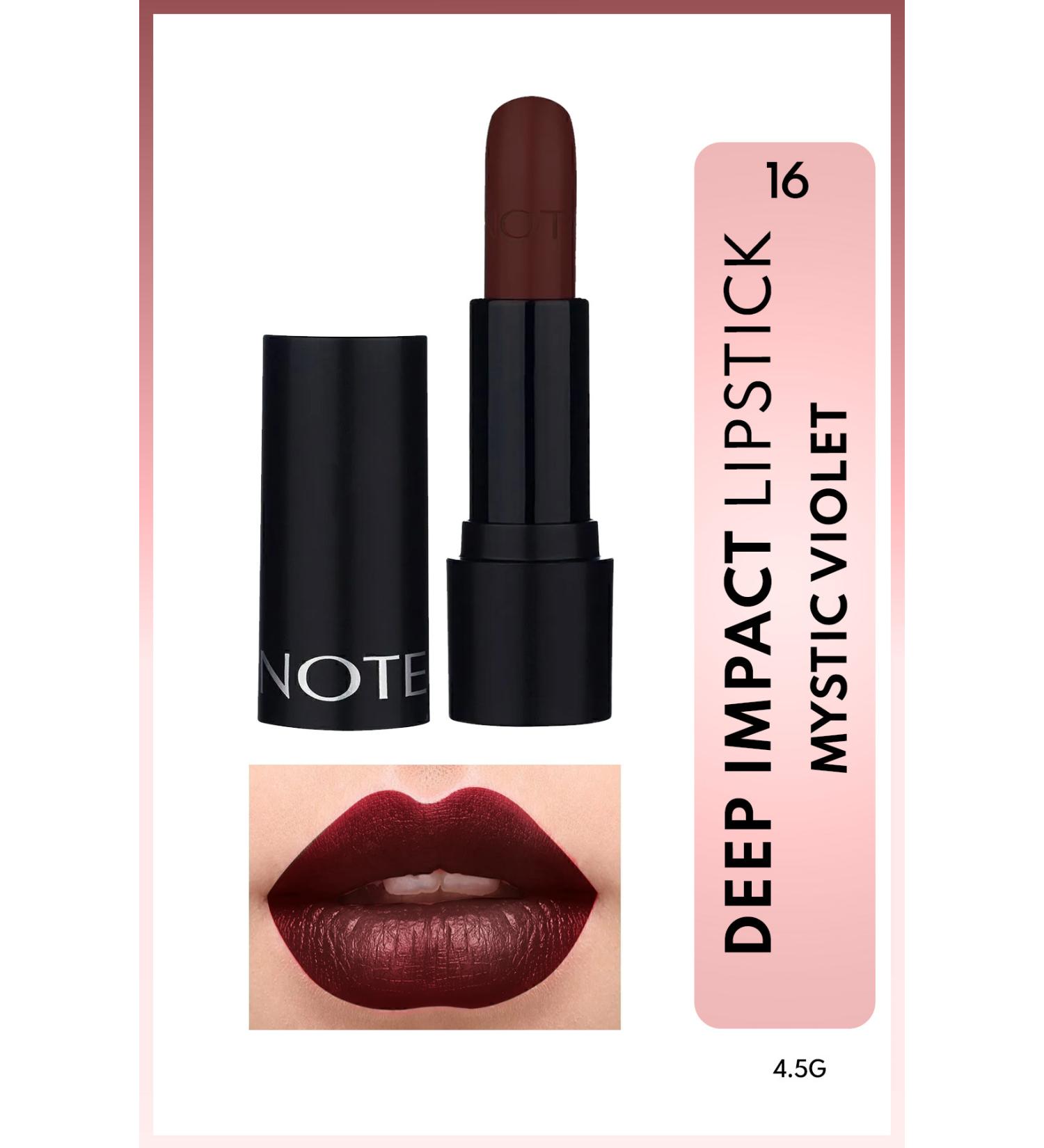 Note Cosmetics Deep Impact Lipstick Creamy Texture Semi-Glossy Lipstick 16 Mystic Violet - Claret Red - Buy Online on GoSupps.com