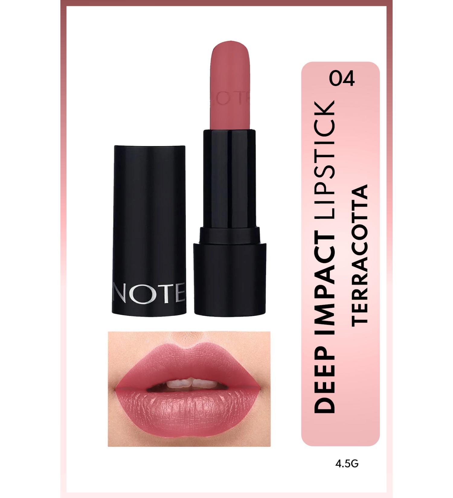 Note Cosmetics Deep Impact Lipstick Creamy Texture Semi-Glossy Lipstick 04 Terracotta - Pink - Buy Online on GoSupps.com