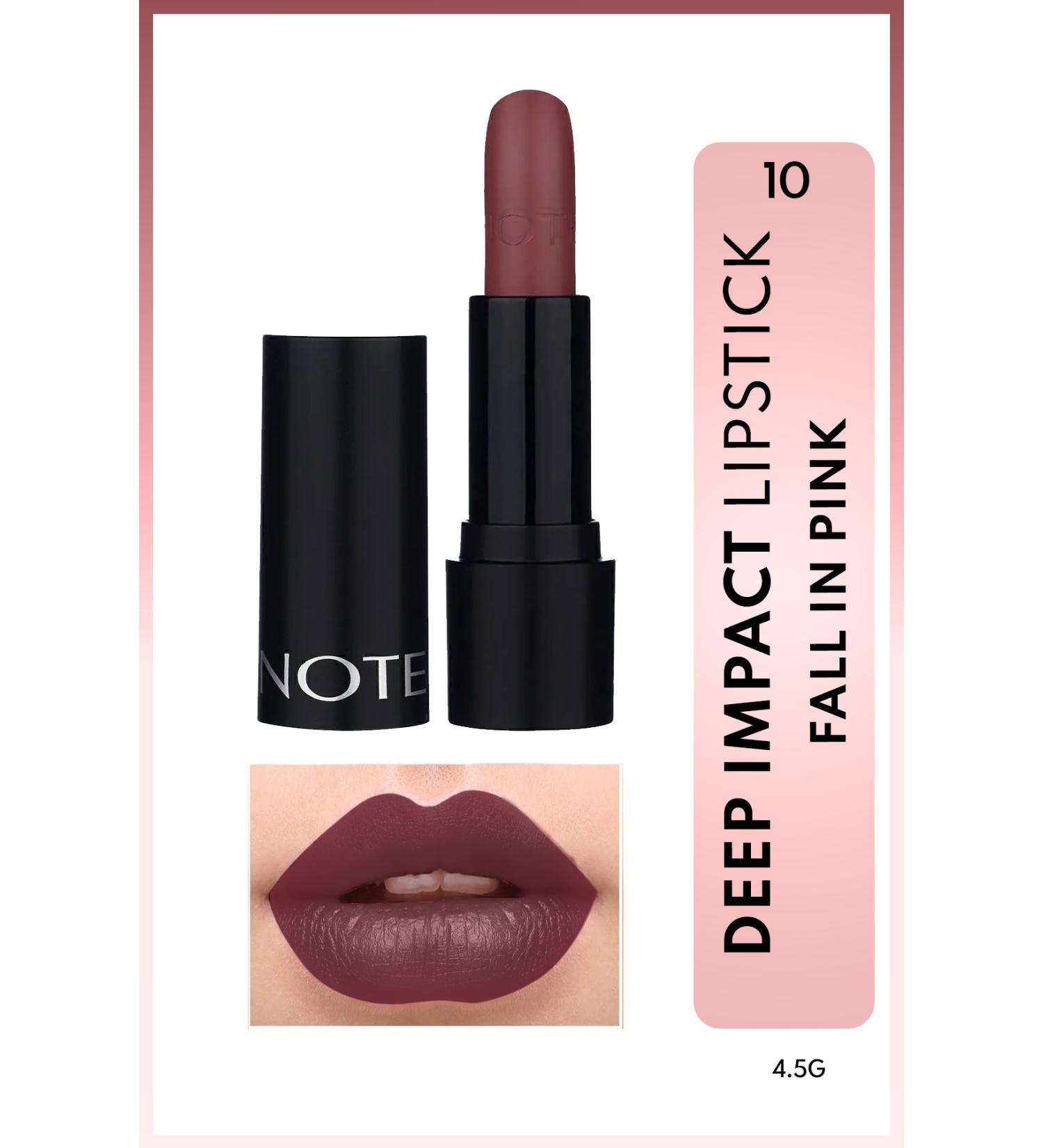 Note Cosmetics Deep Impact Lipstick Creamy Texture Semi-Glossy Lipstick 10 Fall in Pink - Brown - Buy Online on GoSupps.com