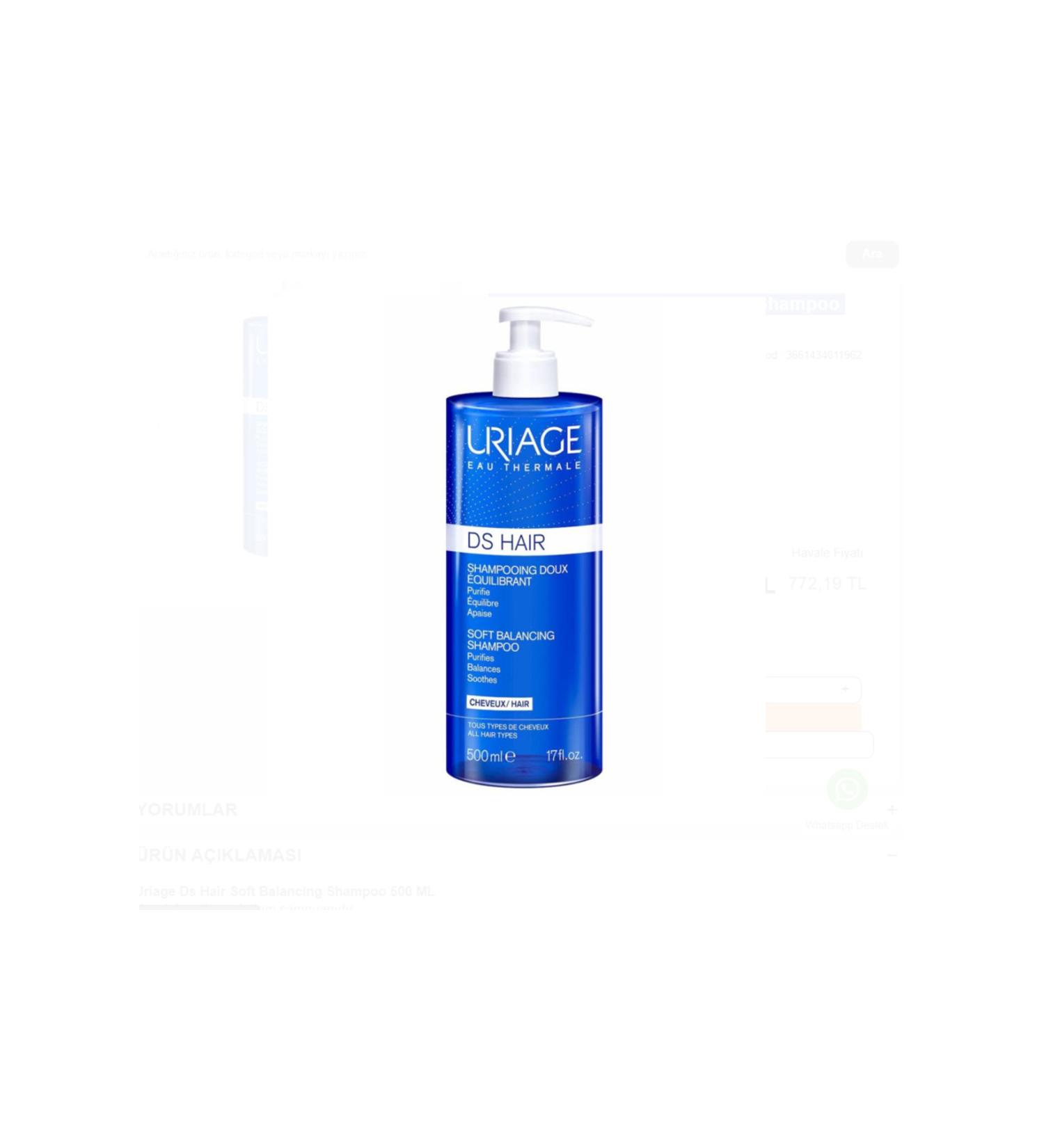 Uriage Ds Hair Soft Balancing Shampoo 500 ML