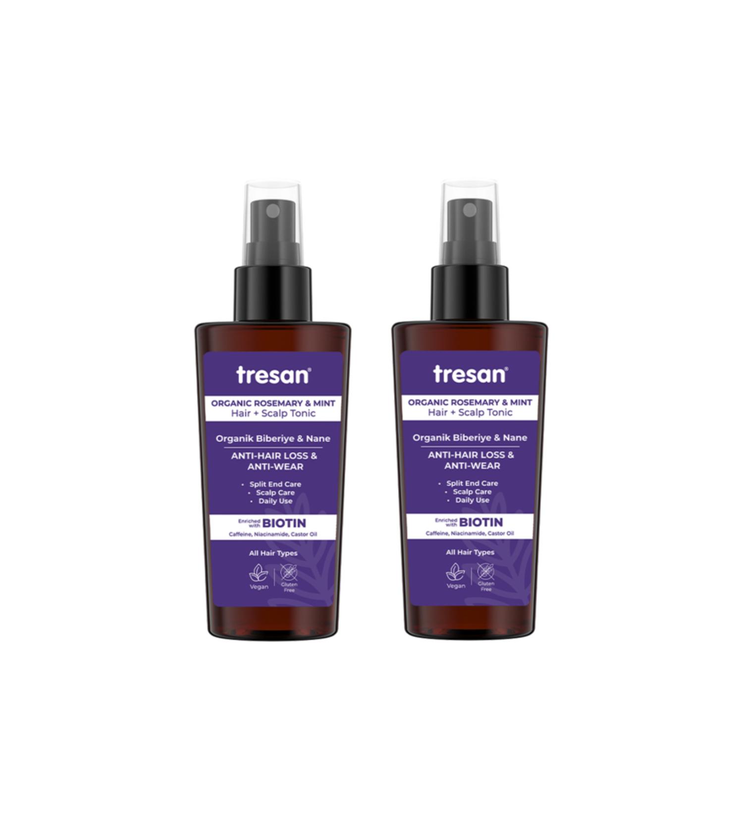 Tresan Organic Rosemary & Mint Anti-Loss and Damage Hair Tonic 125 ml x2 Pieces - Buy Online on GoSupps.com