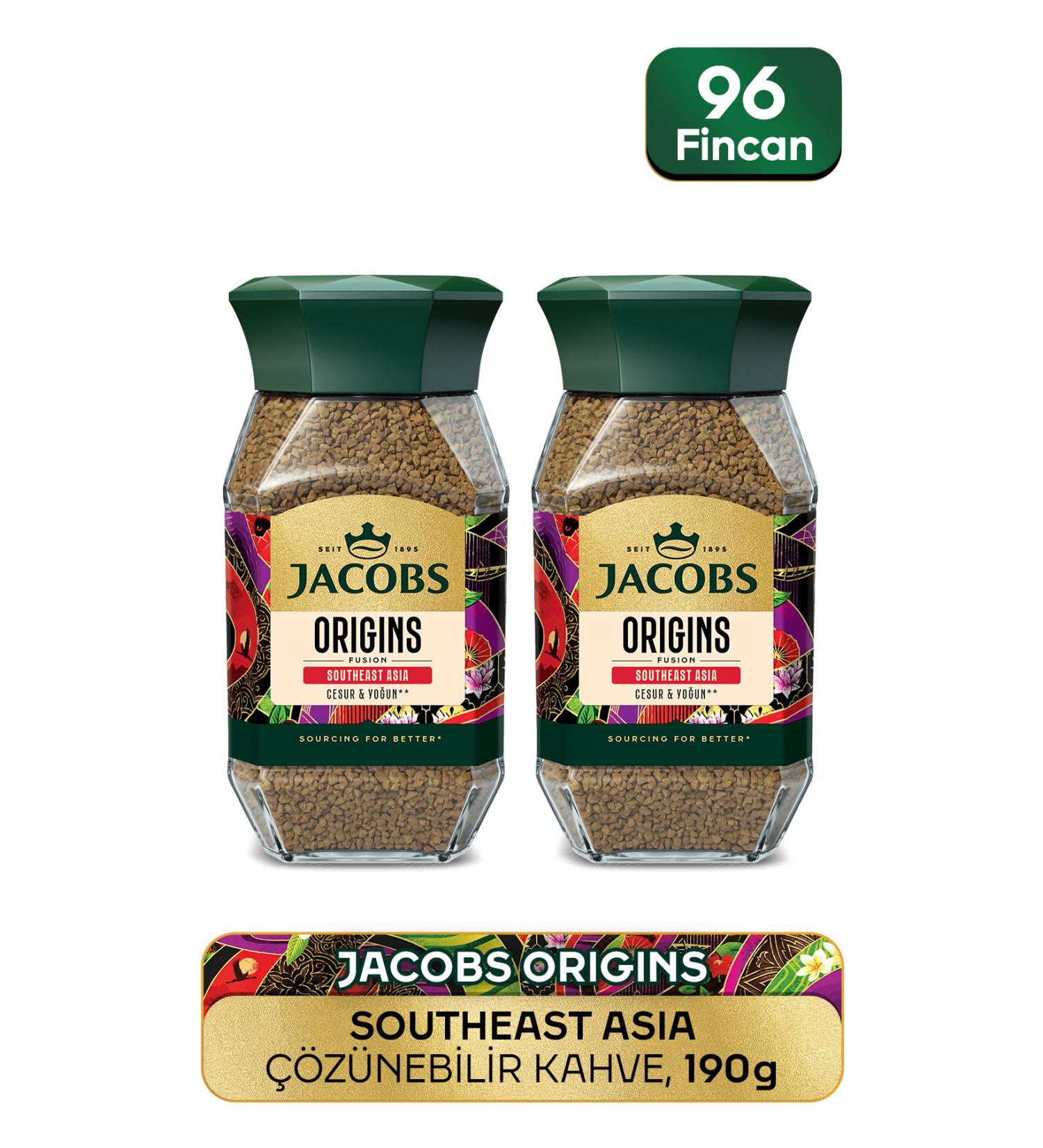 Jacobs Origin Southeast Granulated Coffee Glass Jar 95 gr X 2 Pcs
