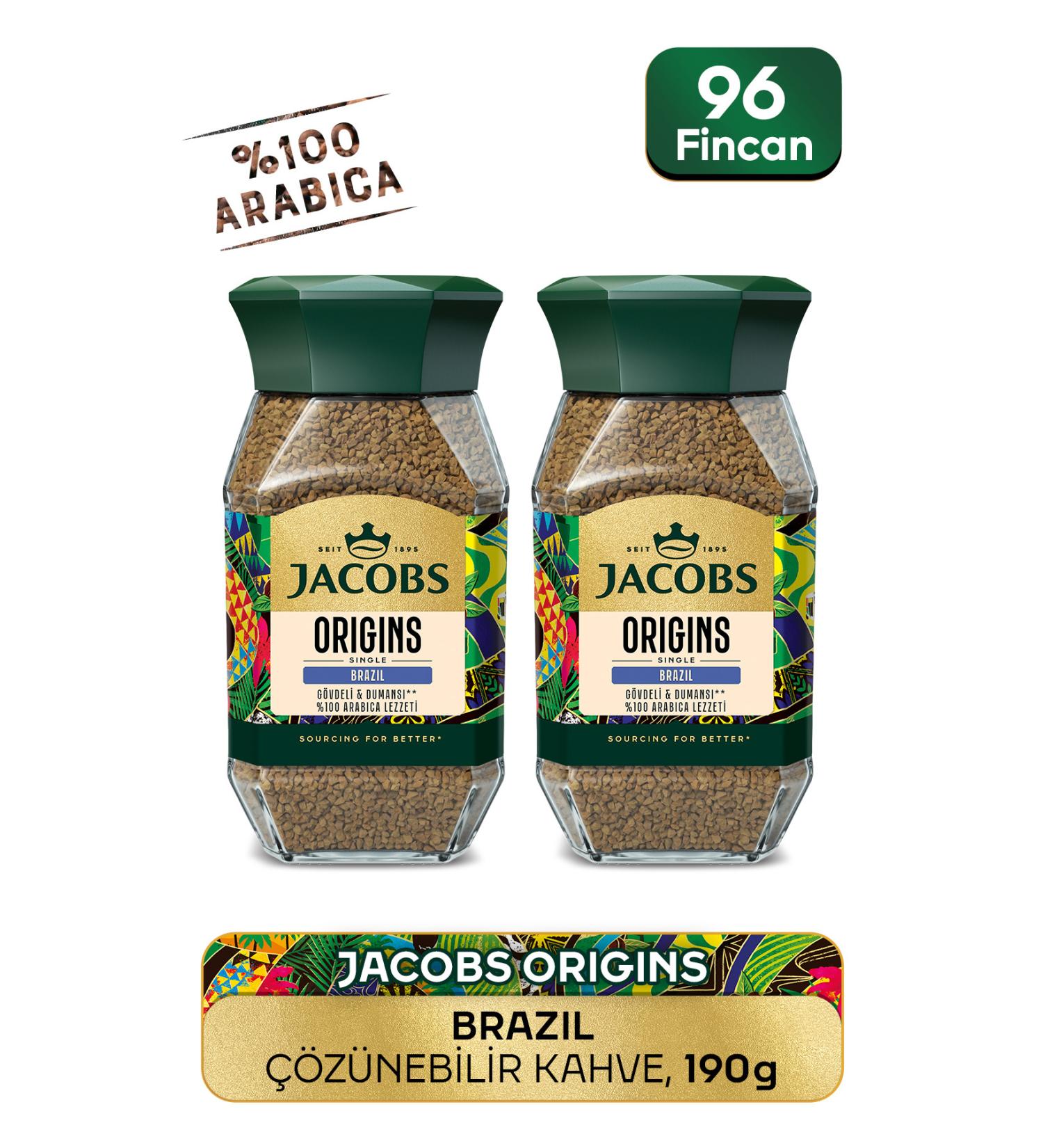 Jacobs Origin Brazil Granulated Coffee Glass Jar 95 gr X 2 Pcs