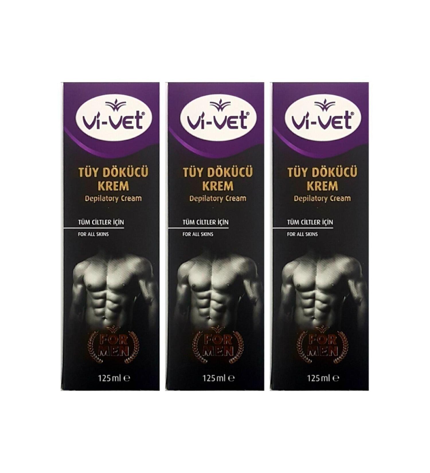 Vivet Men's Hair Removal Cream All Skin Types 125ml X 3 Pieces Vivet Formen