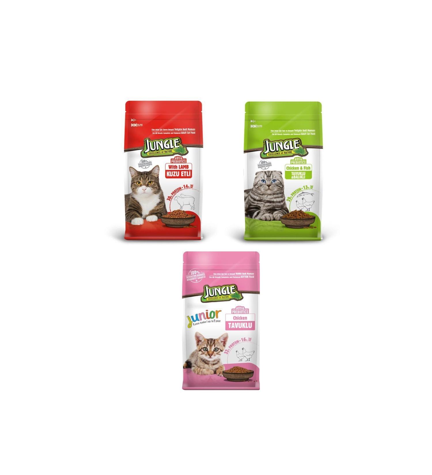 Jungle Lamb Meat (ADULT) - Chicken&Fish (ADULT) - Chicken (KITTEN) Cat Food (1X500GR)