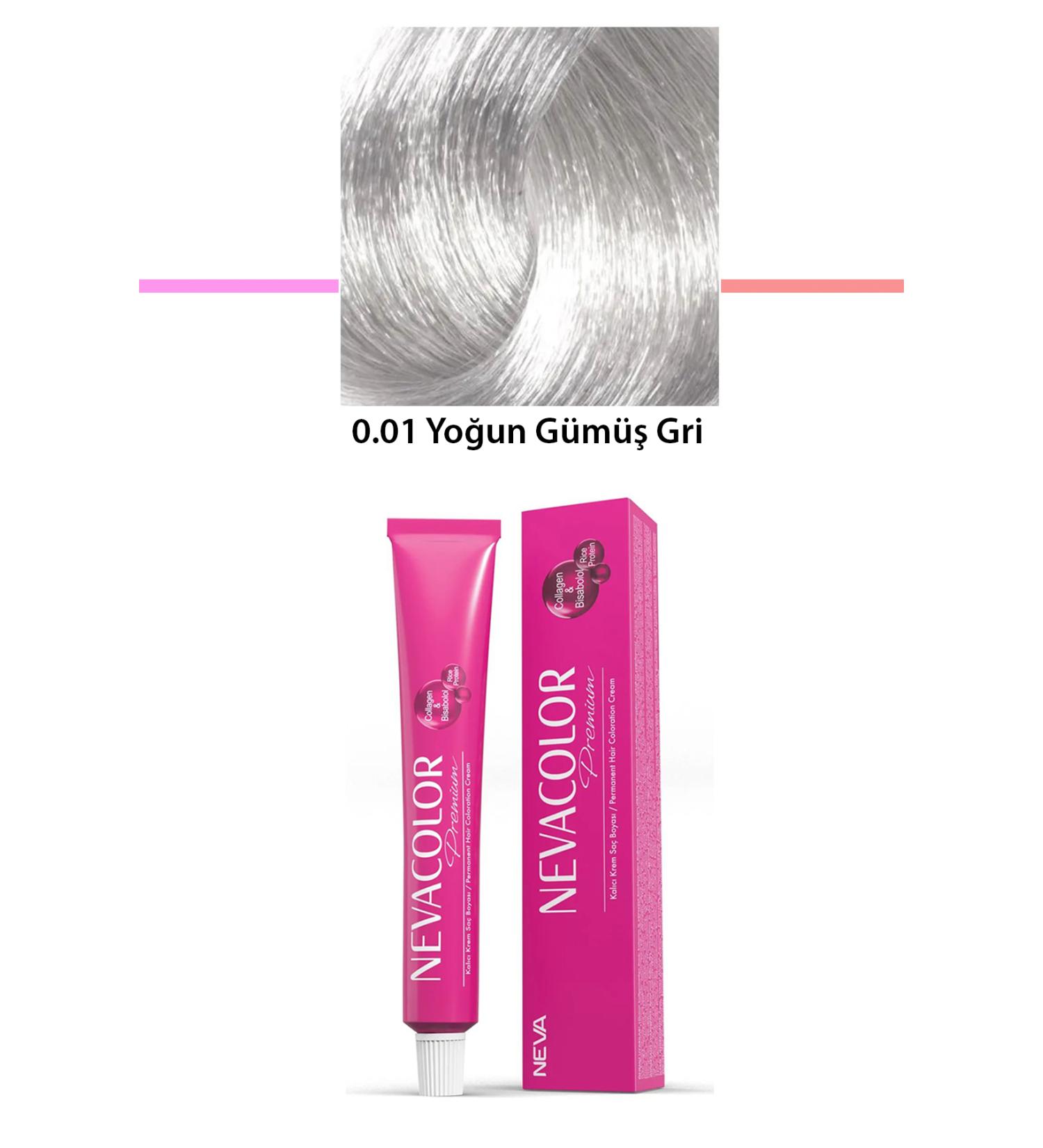 DEL ORMAN Premium 0.01 Intense Silver Grey - Permanent Cream Hair Dye 50 g Tube