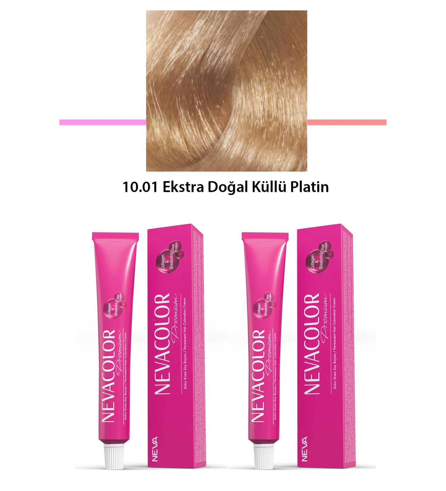 ezl 2 Set Premium 10.01 Extra Natural Ash Platinum - Permanent Cream Hair Dye 2 X 50 g Tube